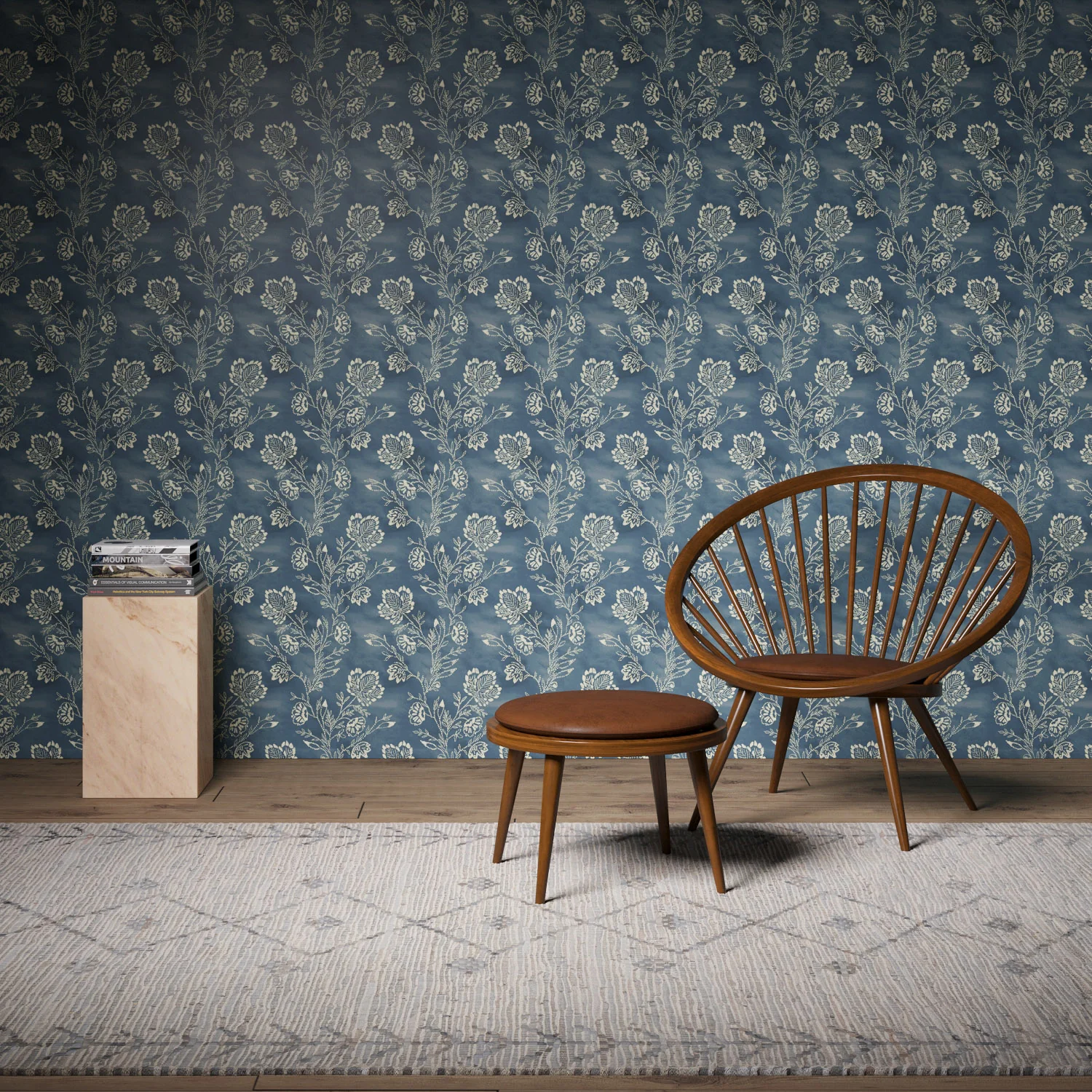 Barbier Navy Wallpaper - Image 2