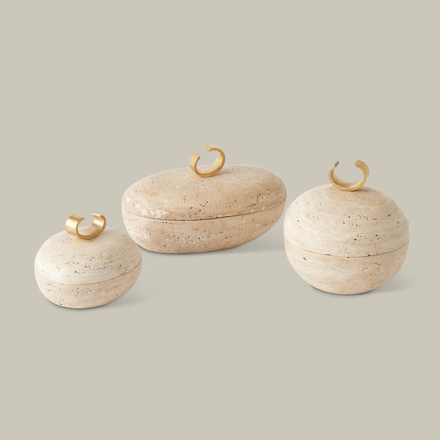 Caillou Lidded Pot (Travertine) - Image 3