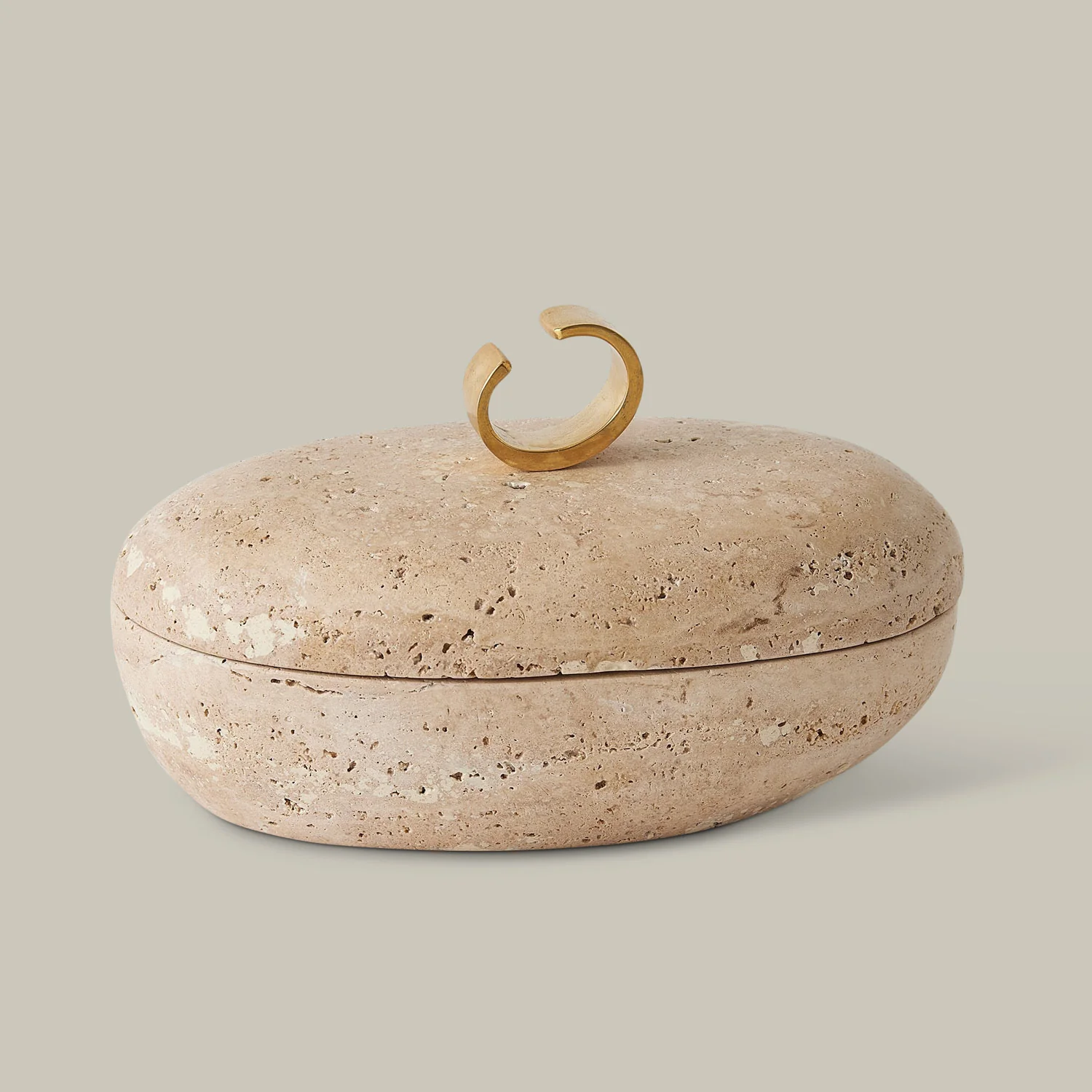 Caillou Lidded Pot (Travertine) - Image 8