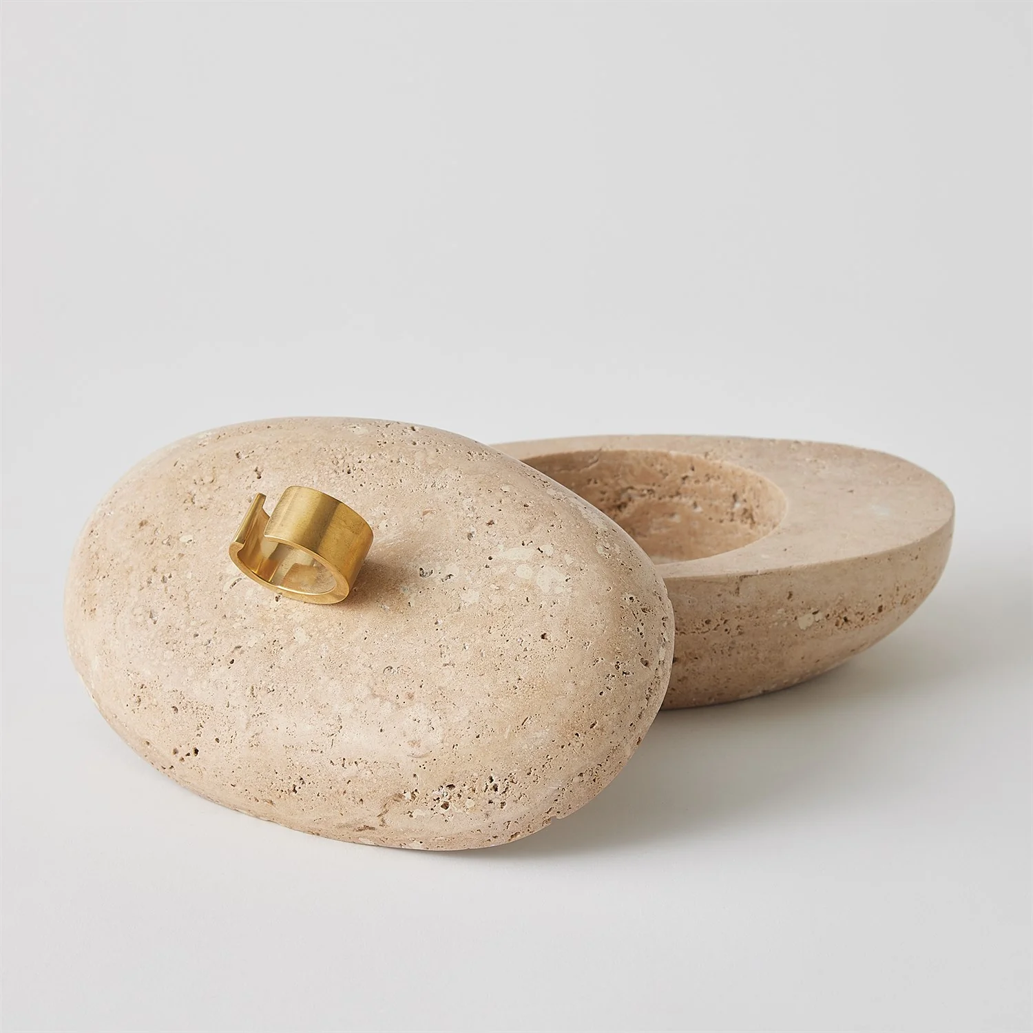 Caillou Lidded Pot (Travertine) - Image 9