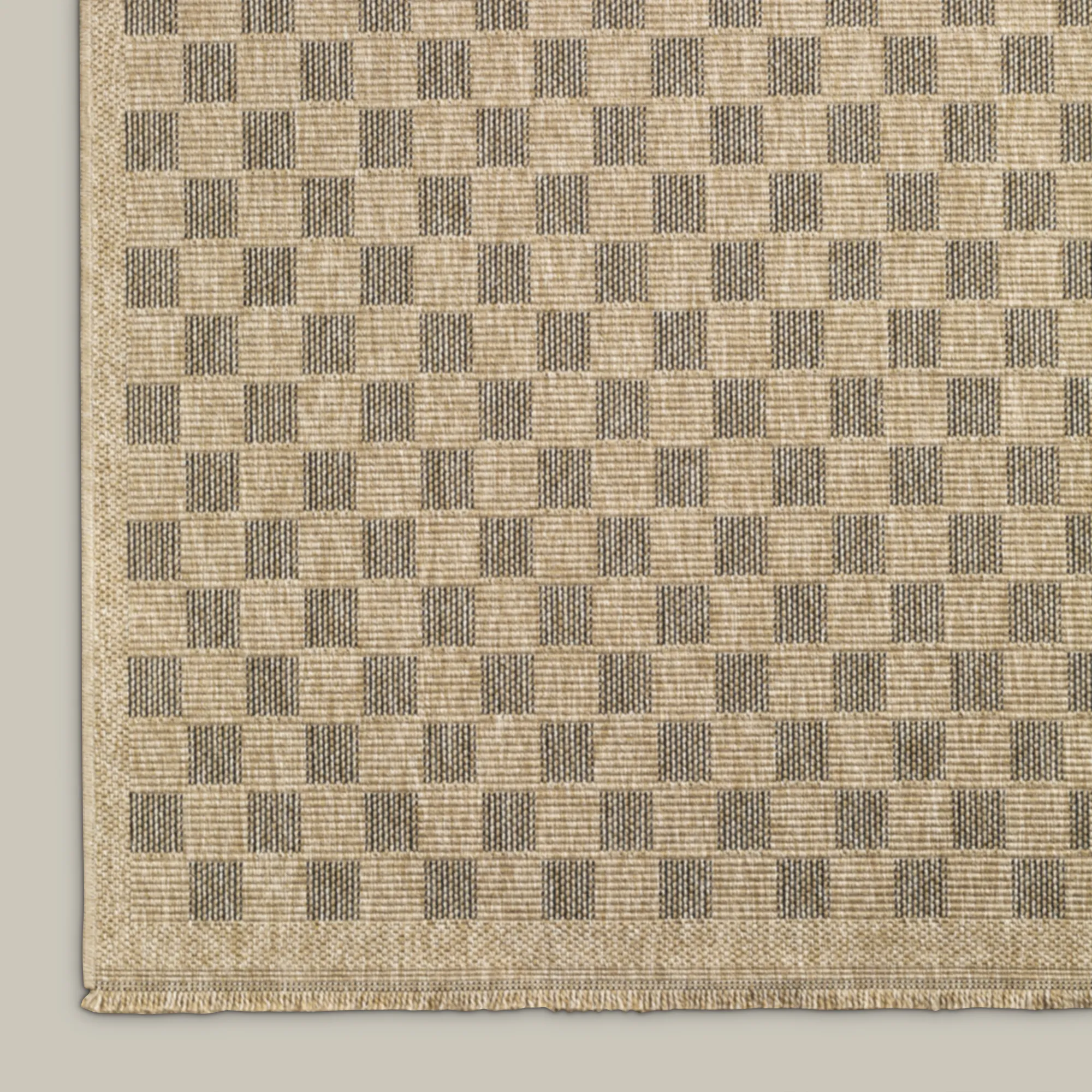 Carreaux Outdoor Rug (Natural / black) - Image 2