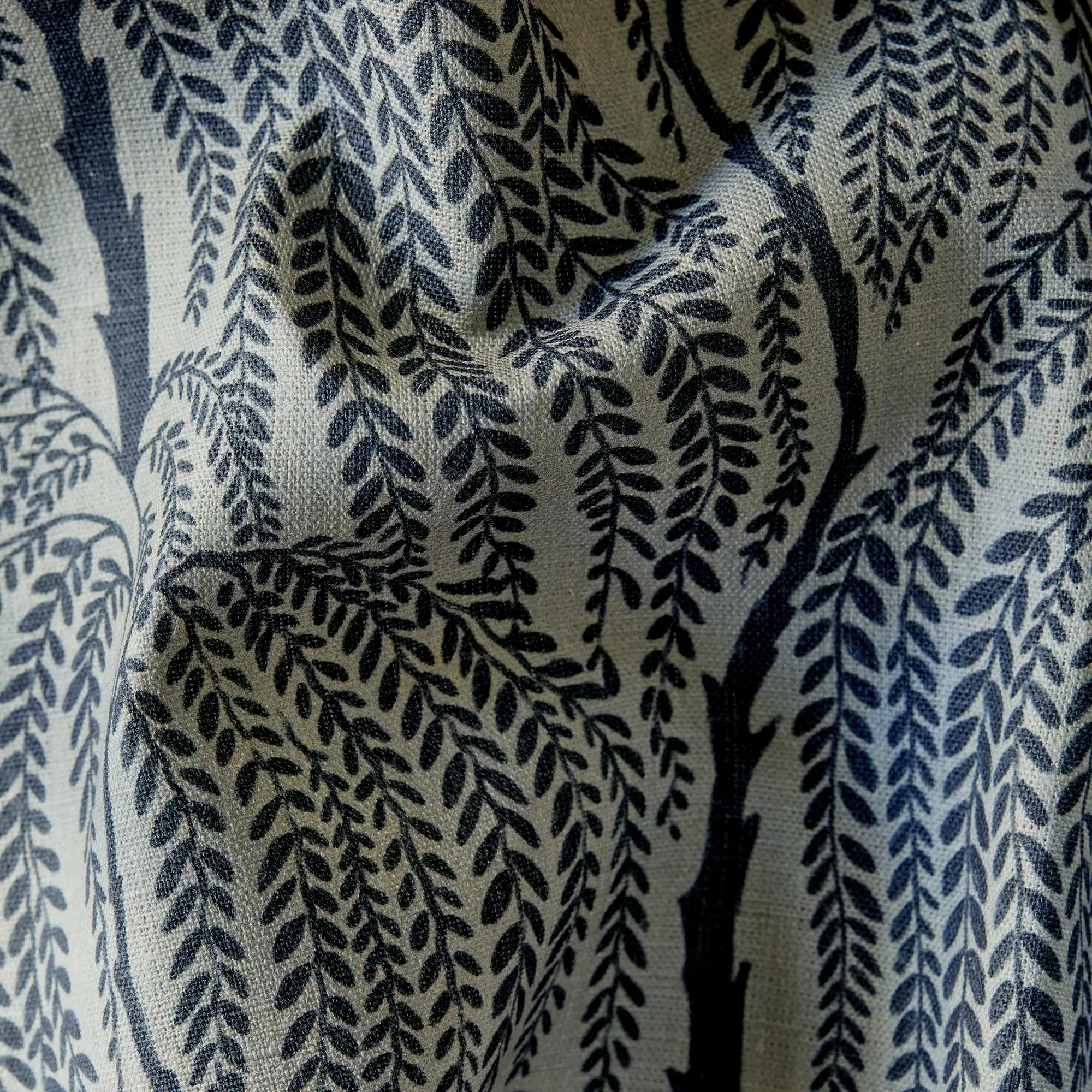 Cascading Willow Linen Pillow in Indigo - Image 2