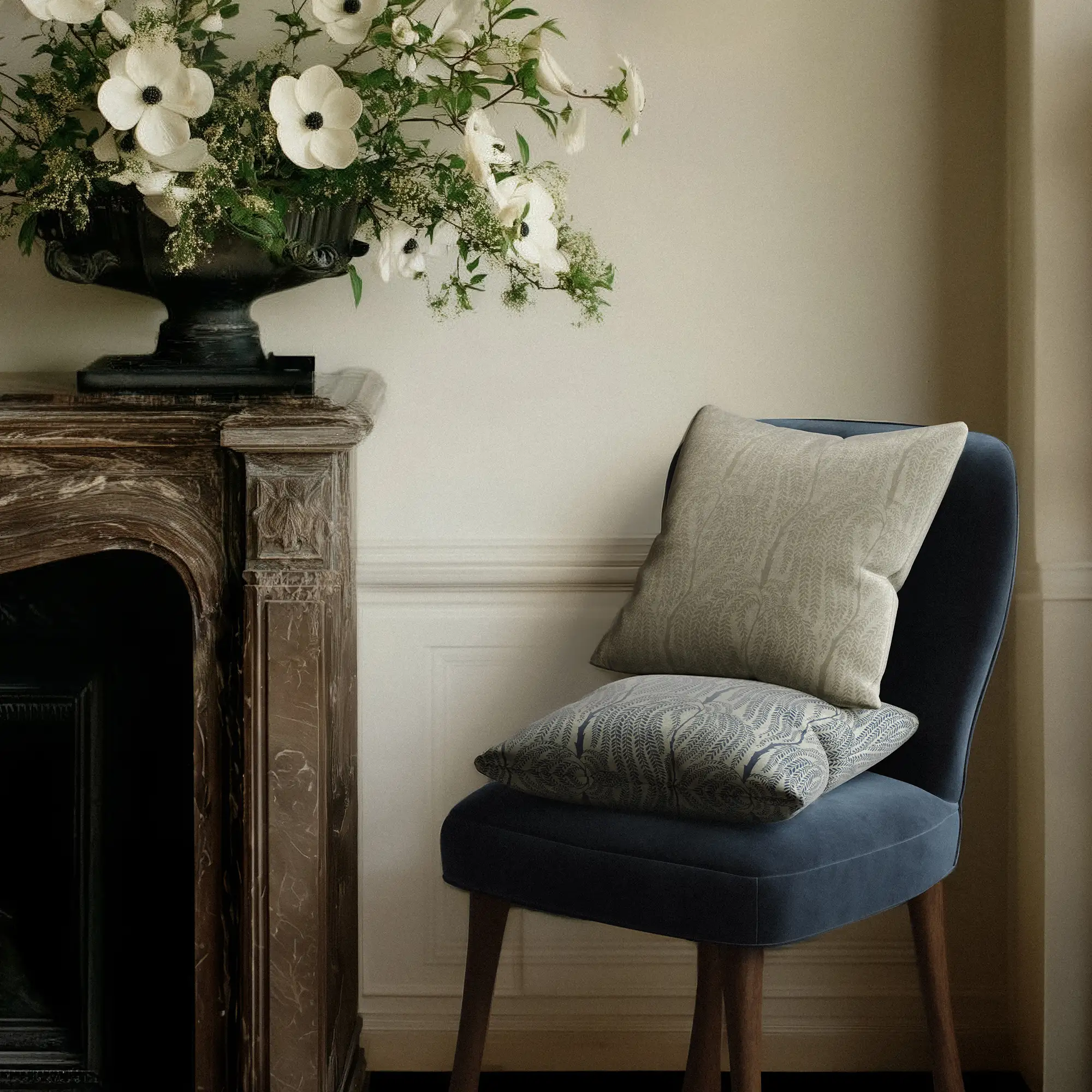 Cascading Willow Linen Pillow in Neutral - Image 2