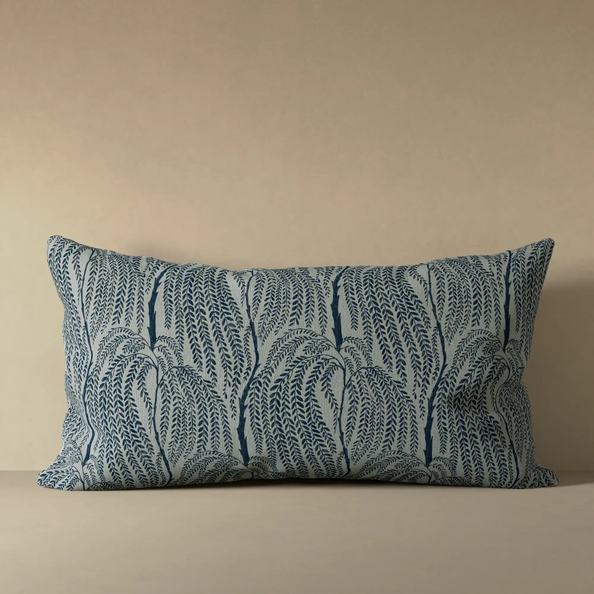 Cascading Willow Linen Pillow in Indigo - Image 4