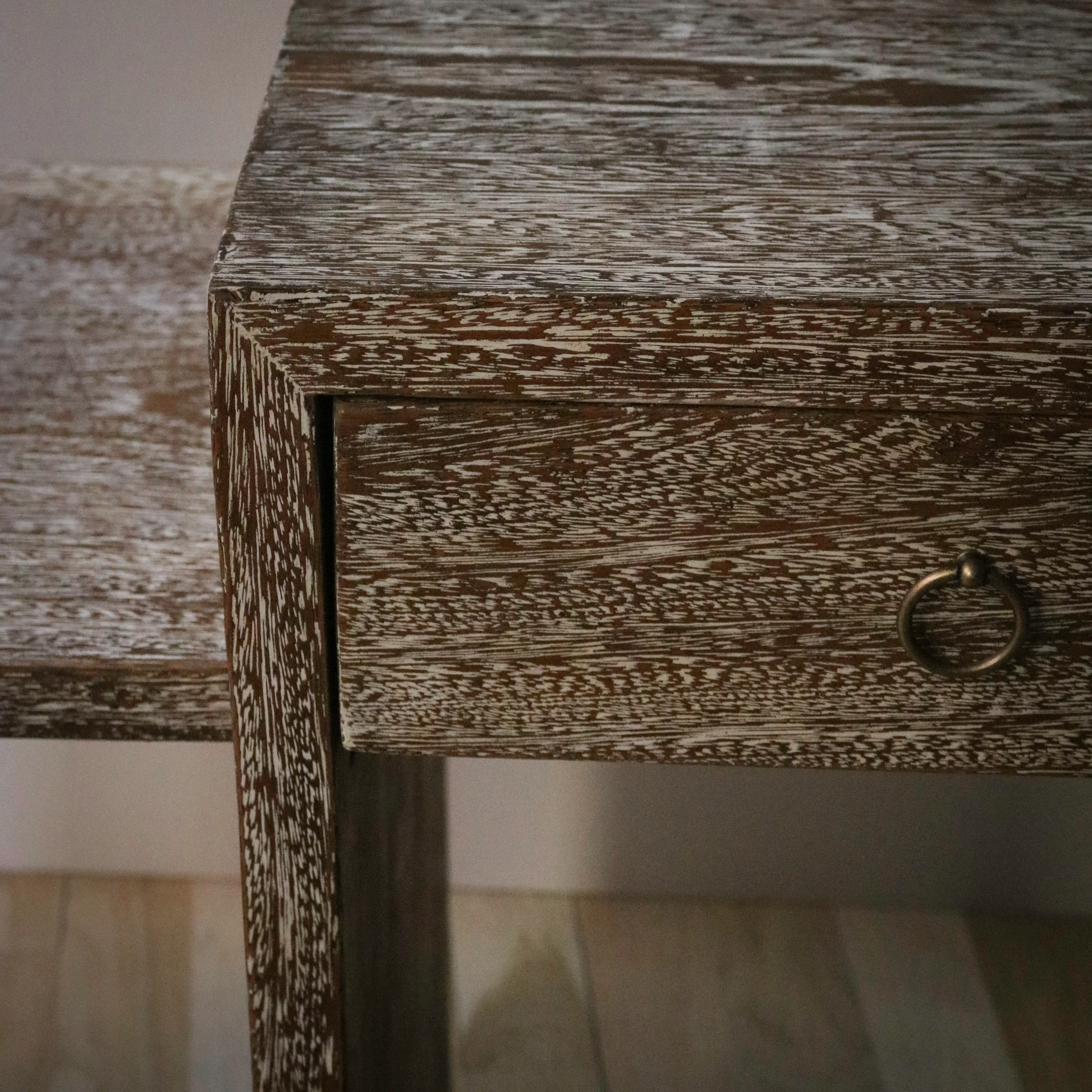 Remarkable 1940's Cerused French Oak Extension Desk in the Manner of Jean-Michel Frank - Image 3