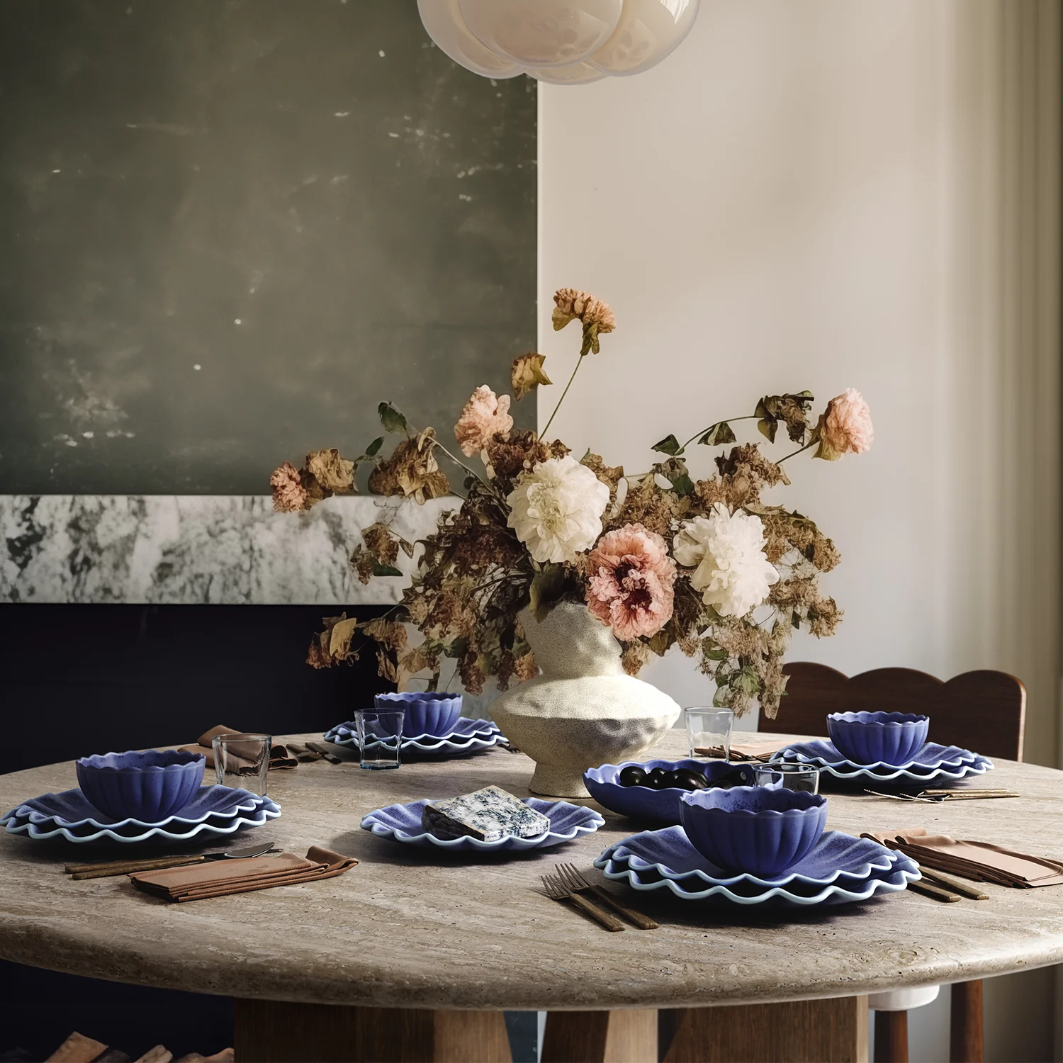 Dhalia Stoneware, 16-Piece Dinnerware Set (Blue) - Image 8