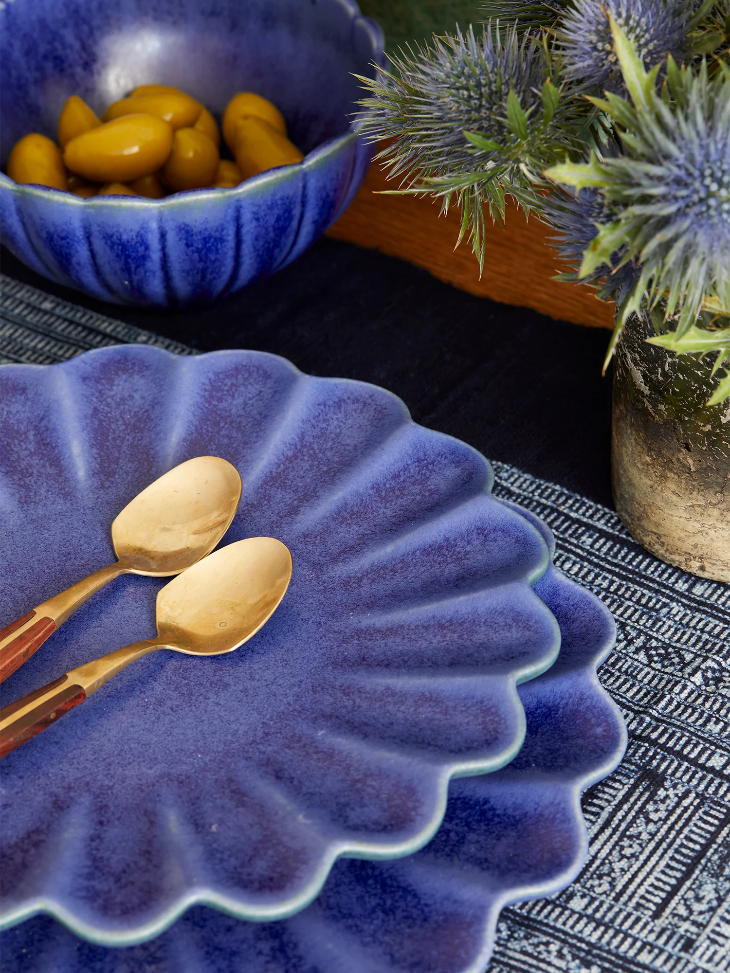 Dhalia Stoneware Salad Plate, Set of 4 (Blue) - Image 6