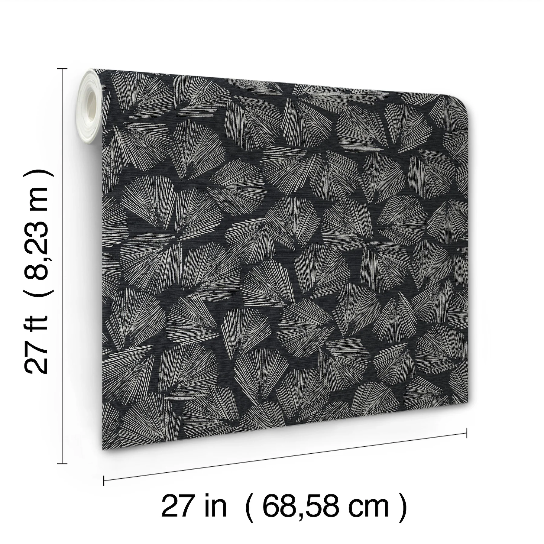 Elora Leaf Black Wallpaper - Image 4