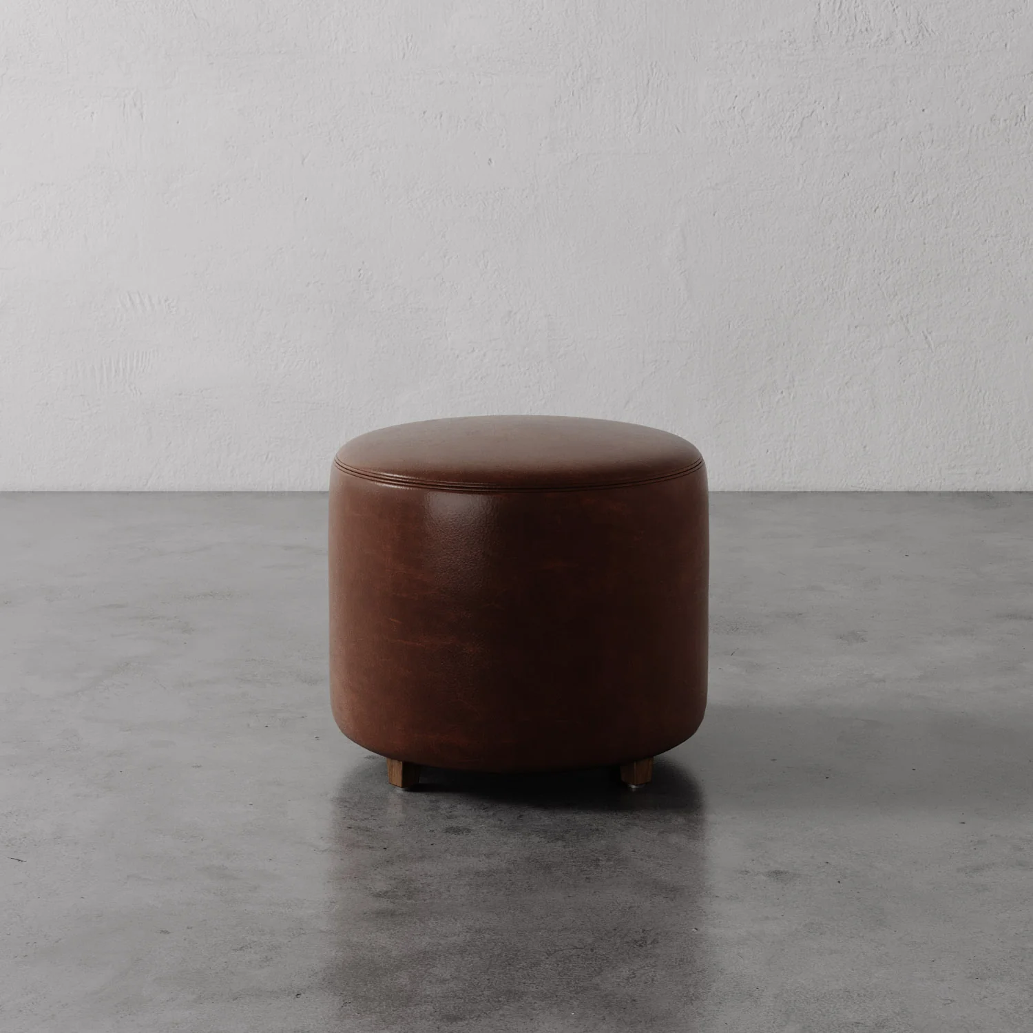 Fabien Leather Round Ottoman - 22" - Image 2