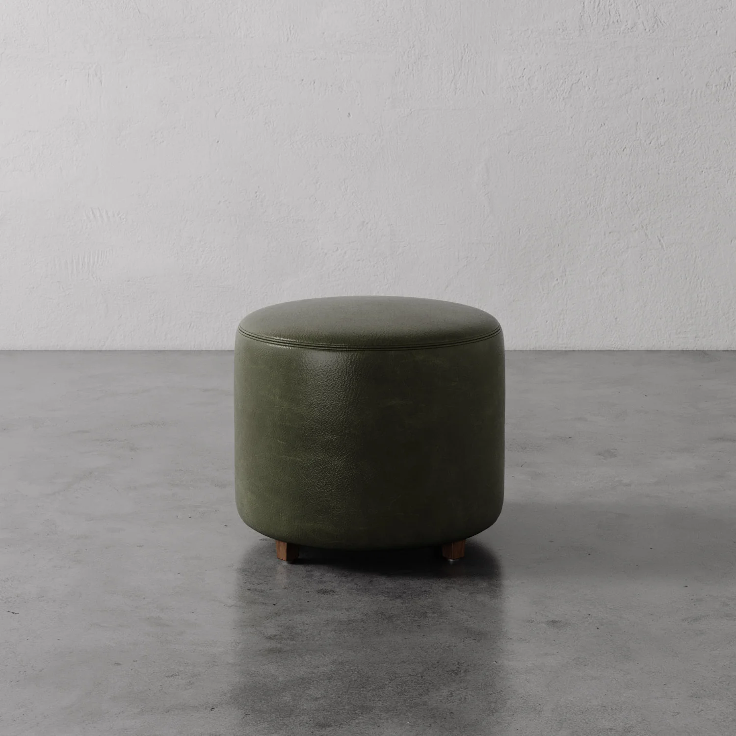 Fabien Leather Round Ottoman - 22" - Image 3