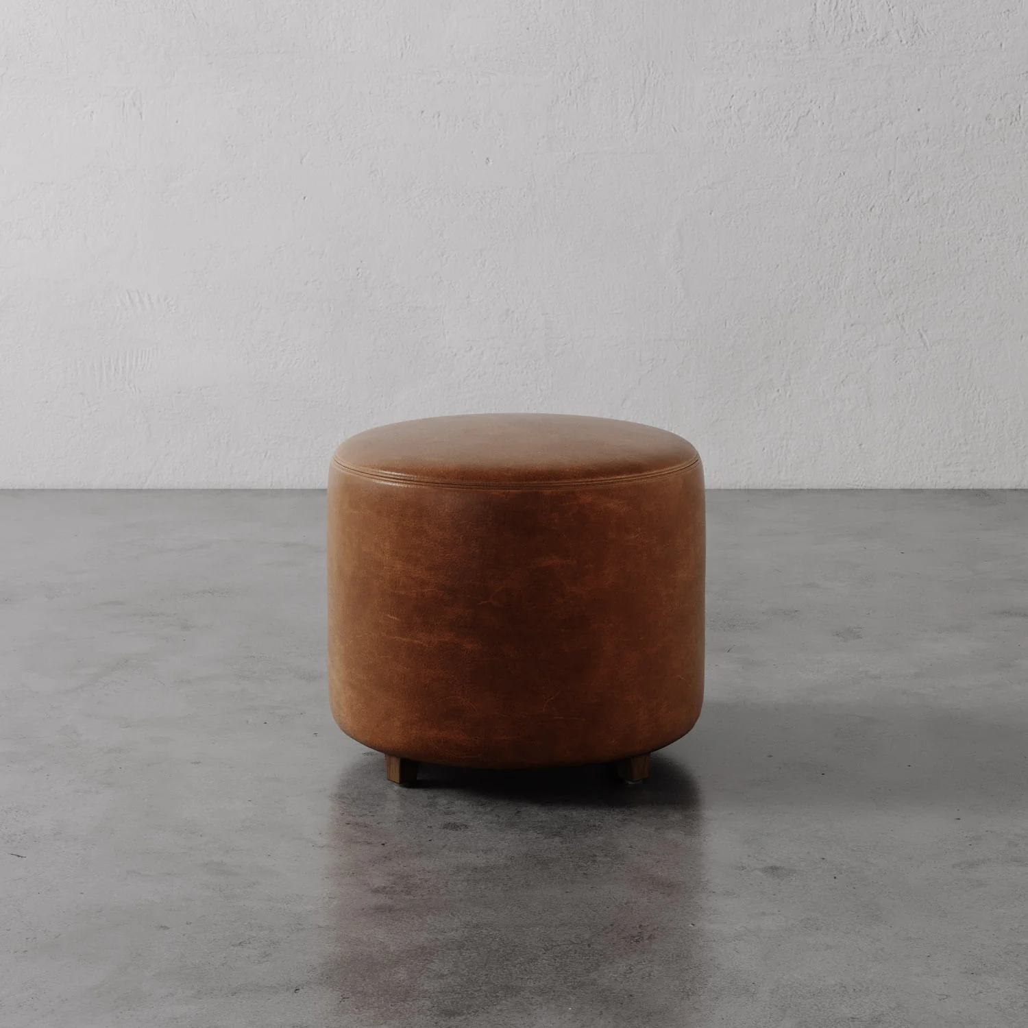 Fabien Leather Round Ottoman - 22" - Image 5