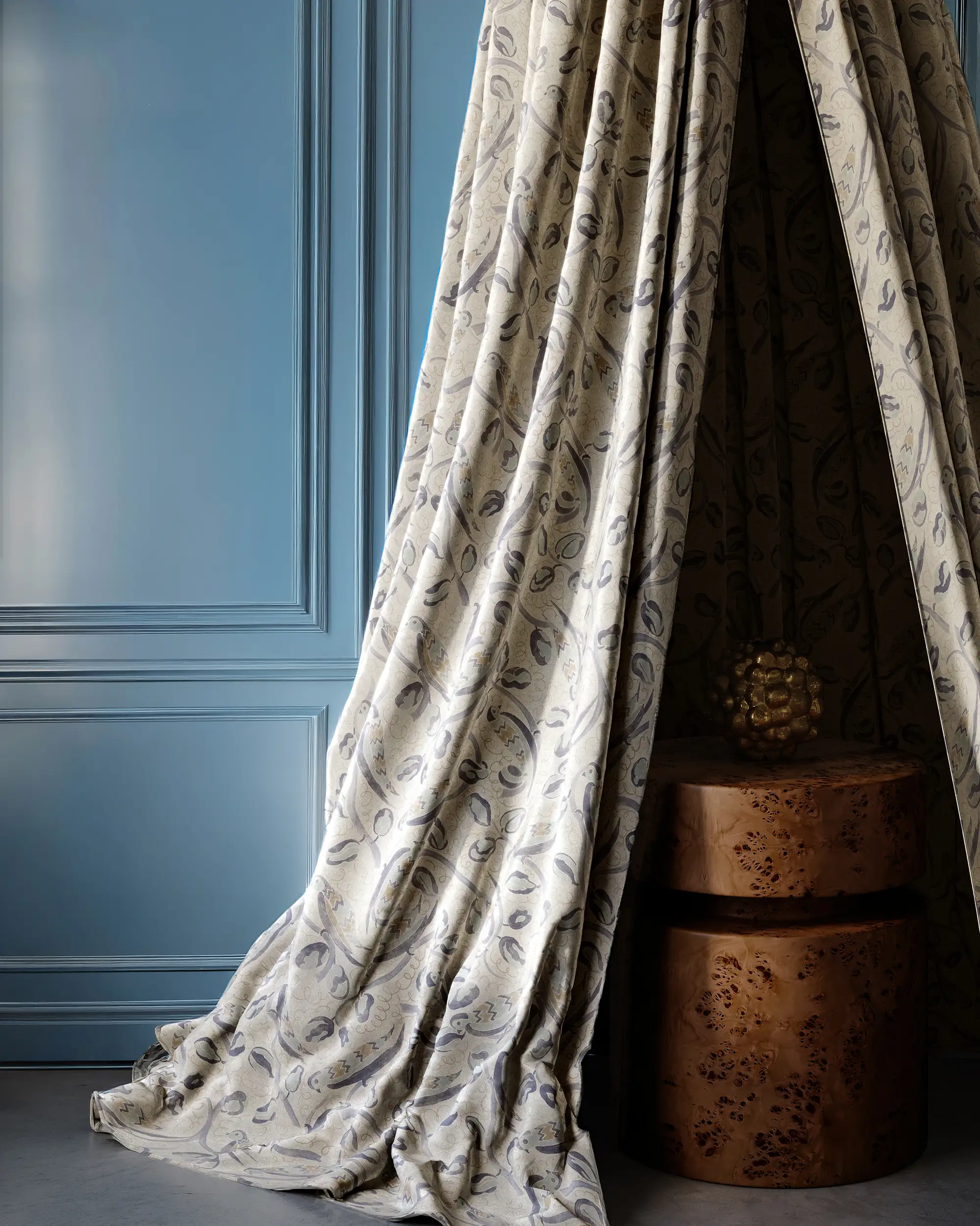 French Bird Botanical Linen Fabric by the Yard - Image 2