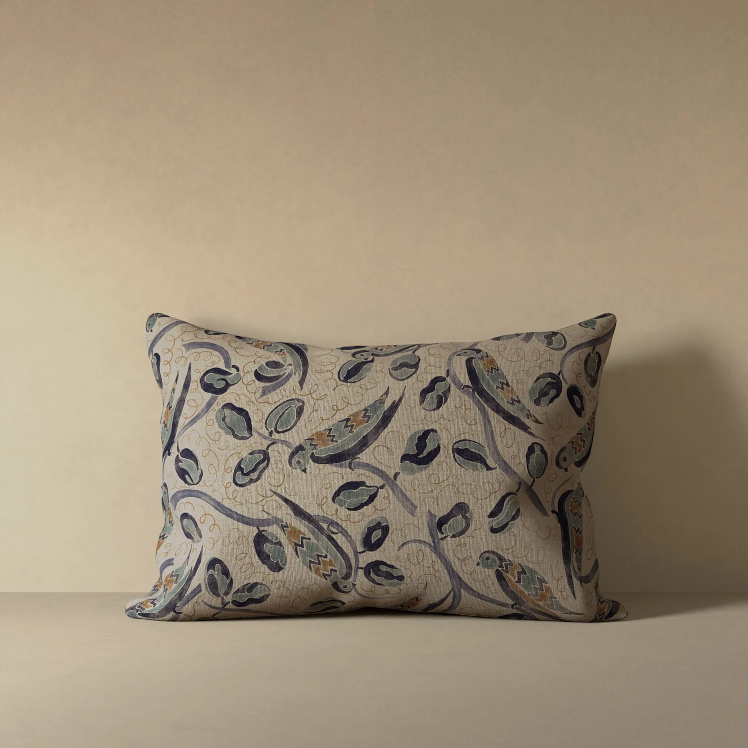 French Bird Botanical Linen Pillow - Image 4