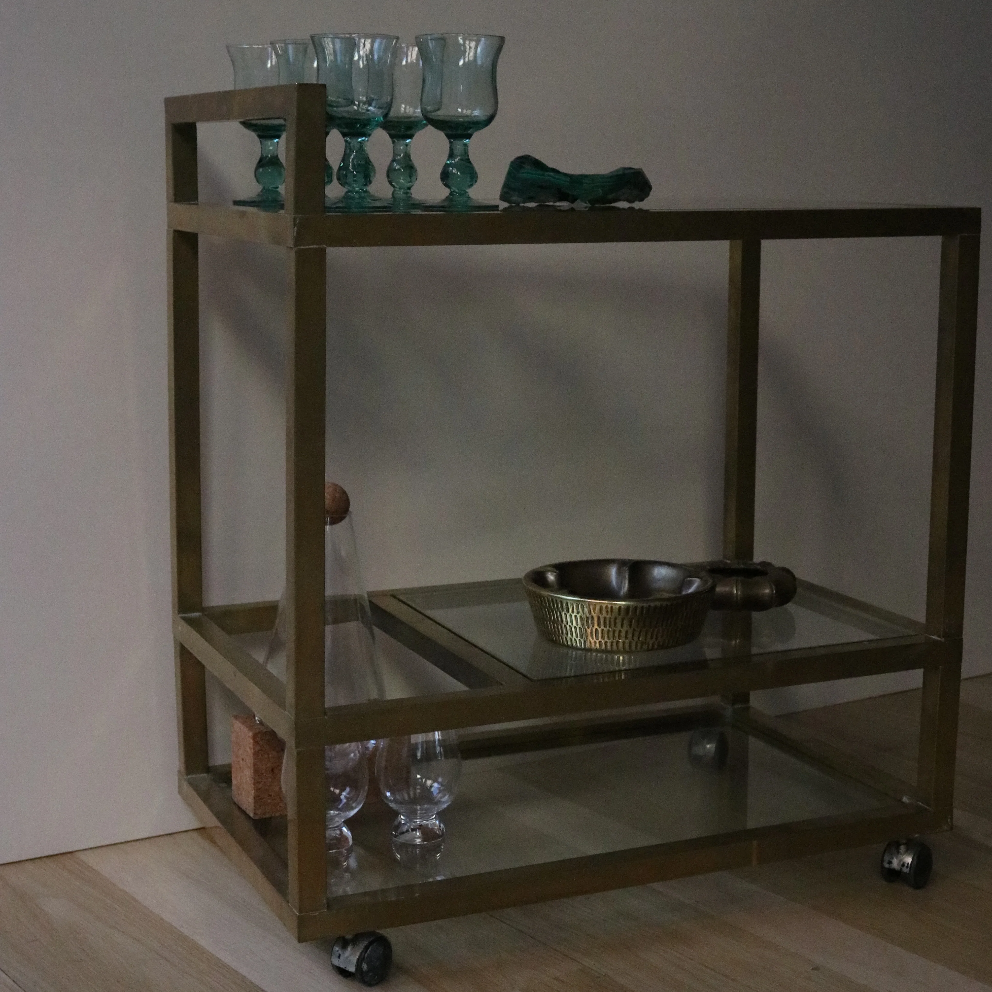 Golden Era Cocktail Culture Vintage Brass Bar Cart - Image 2