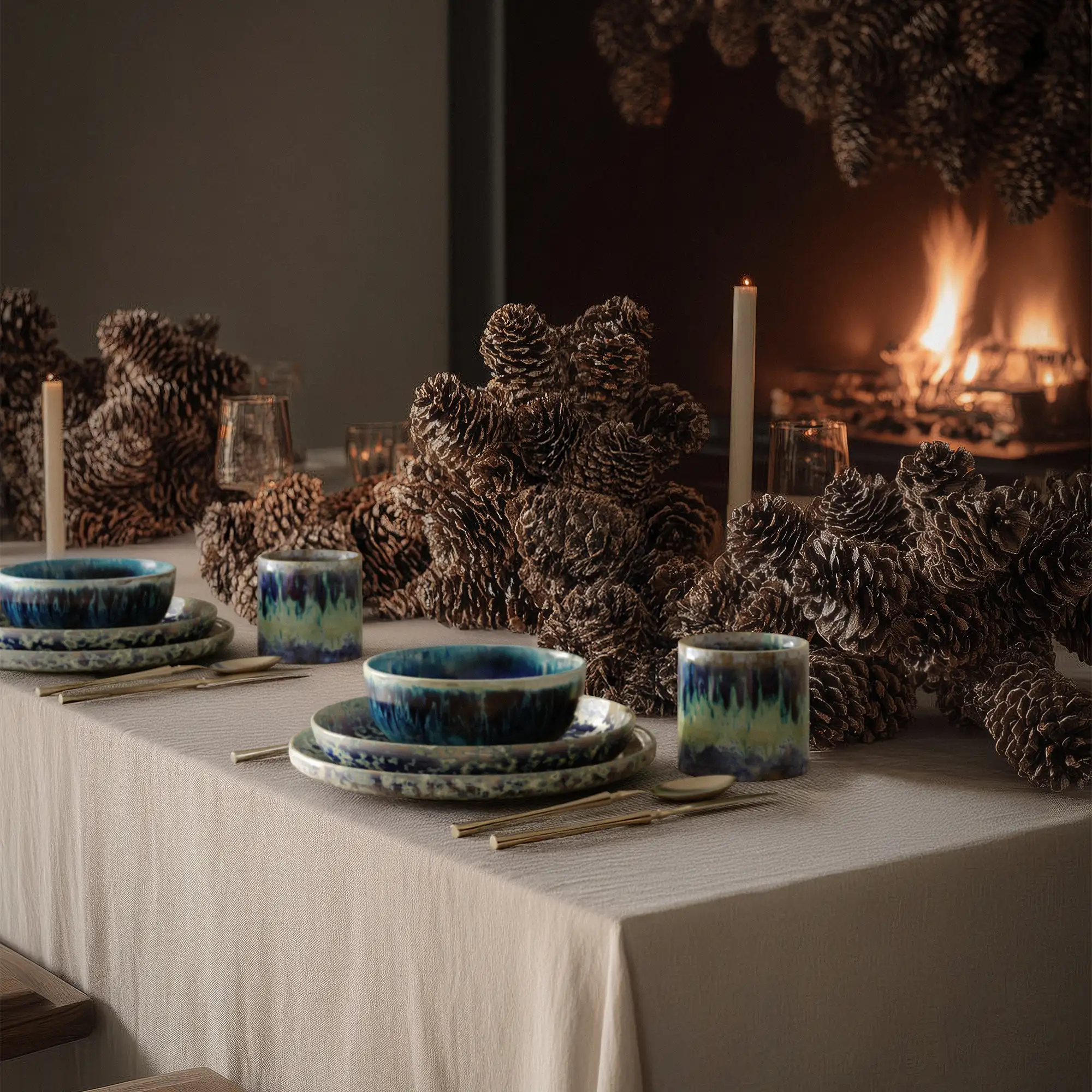 Hanami Stoneware Dinnerware Set, Indigo, Set of 20 - Image 2