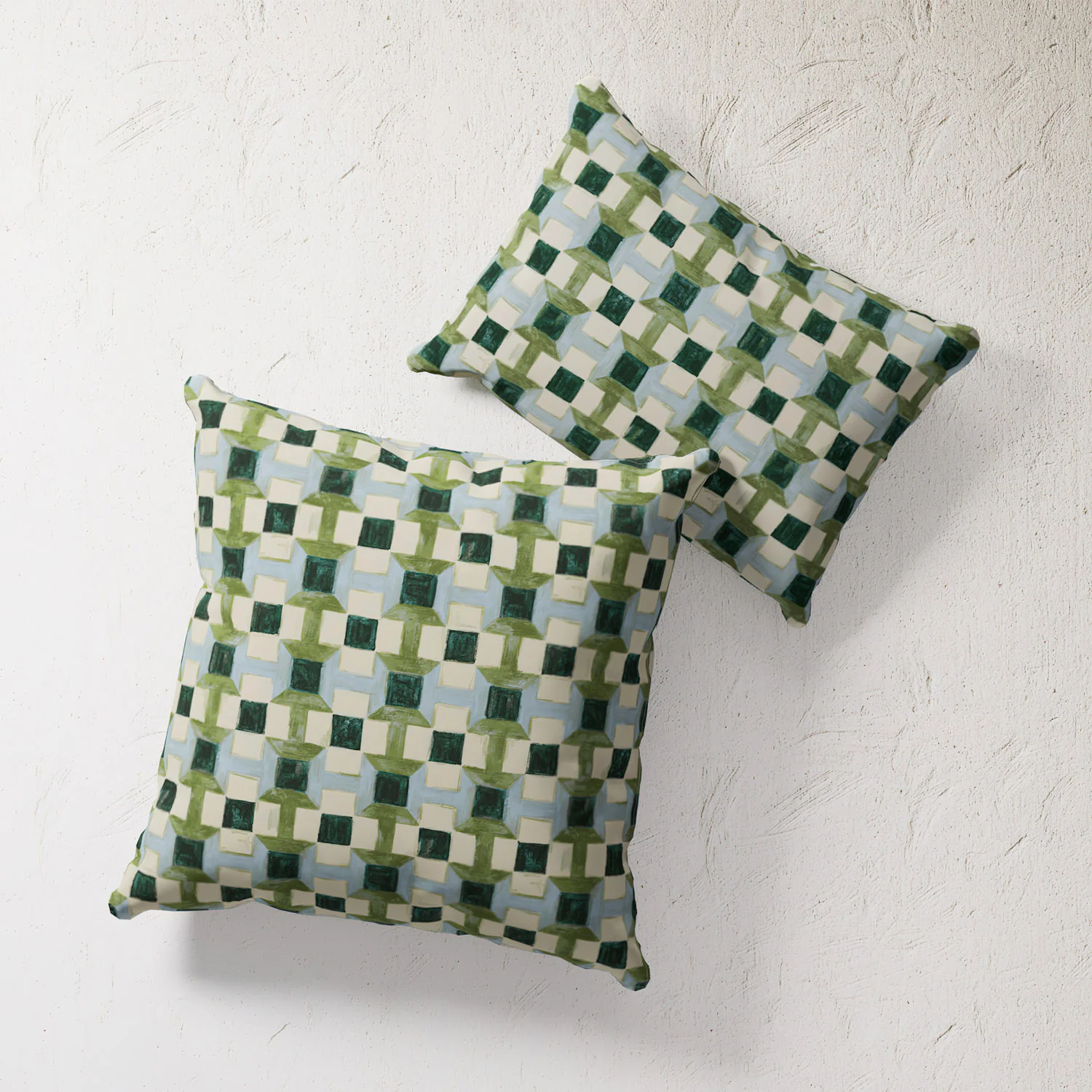 Outdoor Pillow - Geometric Blue / Green - Image 3