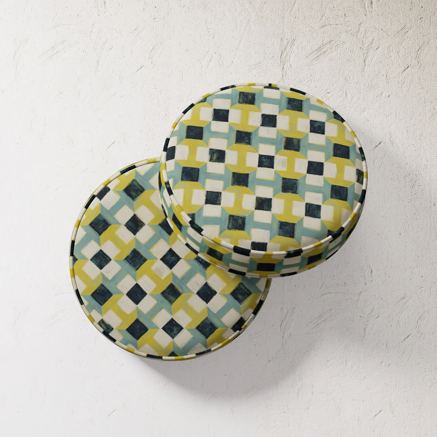 Outdoor Pillow - Geometric Navy / Citron - Image 3