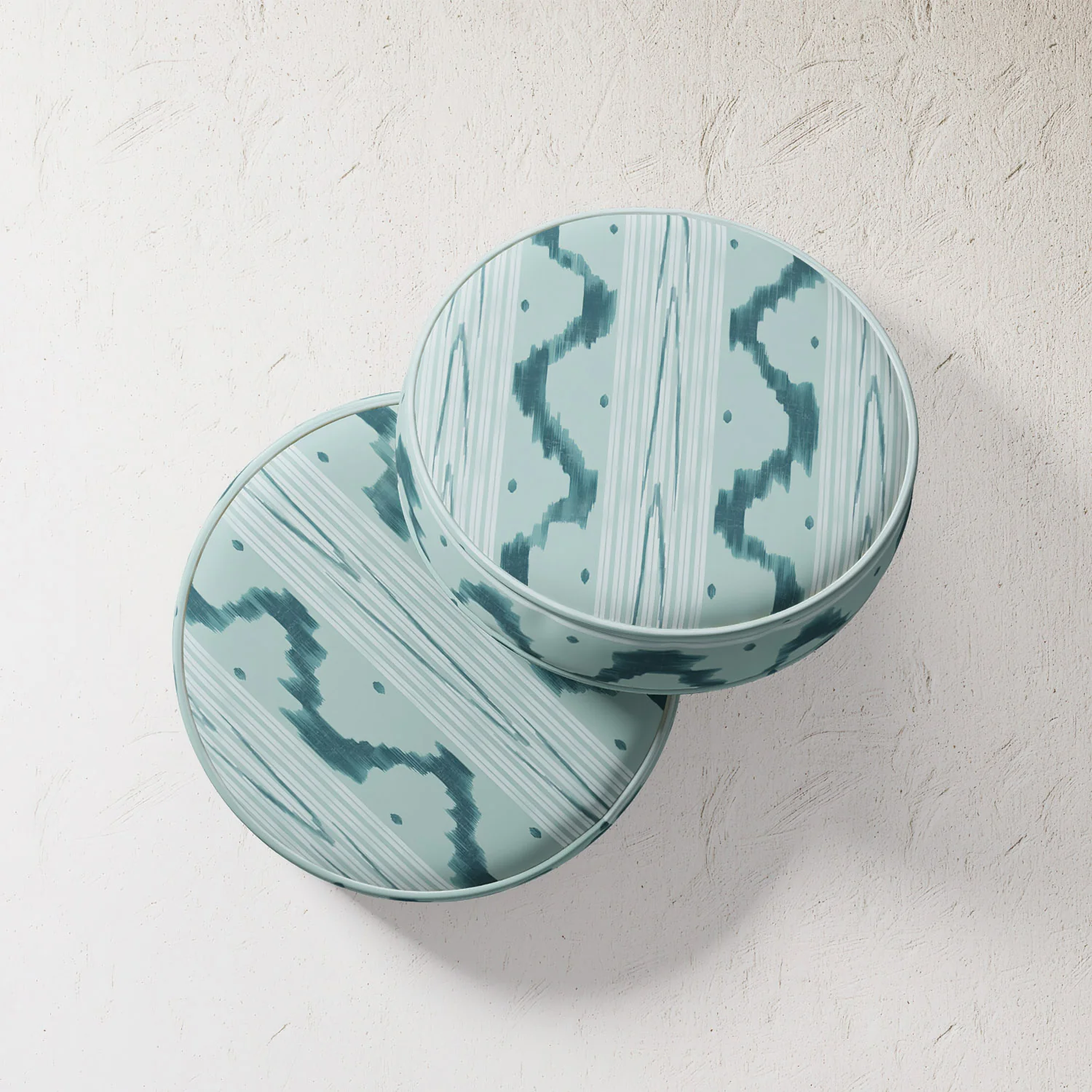 Outdoor Pillow - Teal Ikat Waves - Image 3