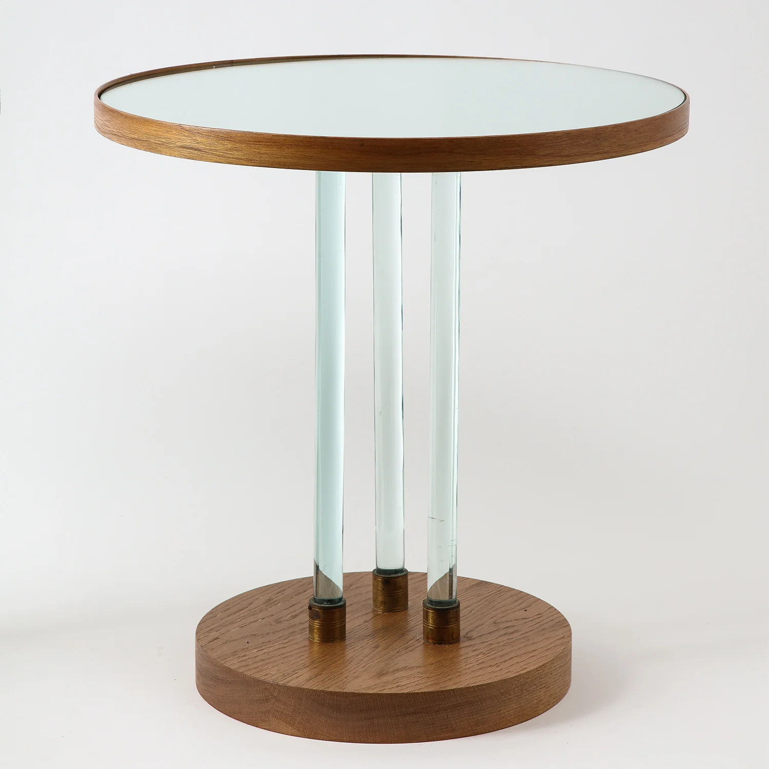 Jacques Adnet Attributed Glass & Mirror Side Table - Image 2
