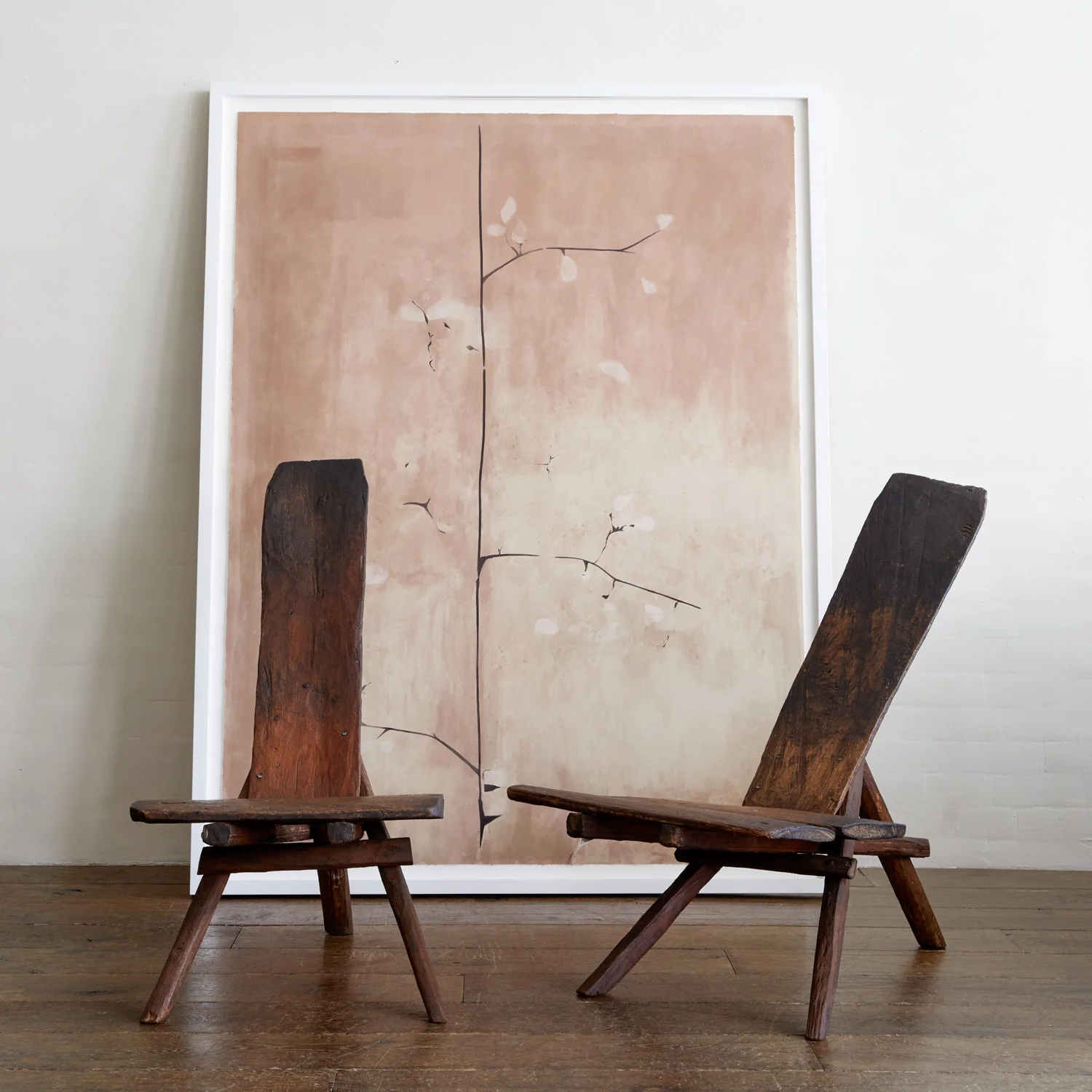 Late 19th Century Rustic Handcarved Gazing Chairs - Embrace the Wabi-Sabi Aesthetic - Image 3