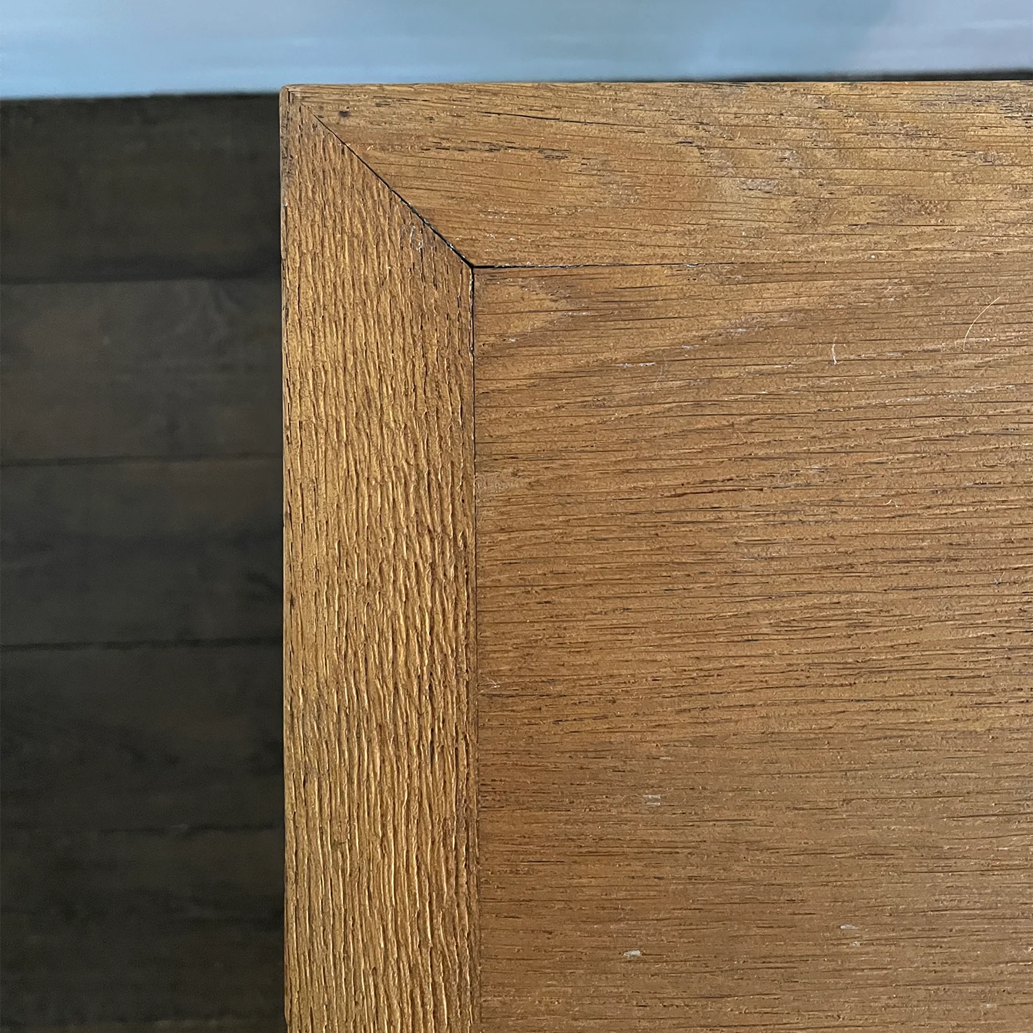 Oak and Leather French Console circa 1940's - Image 7