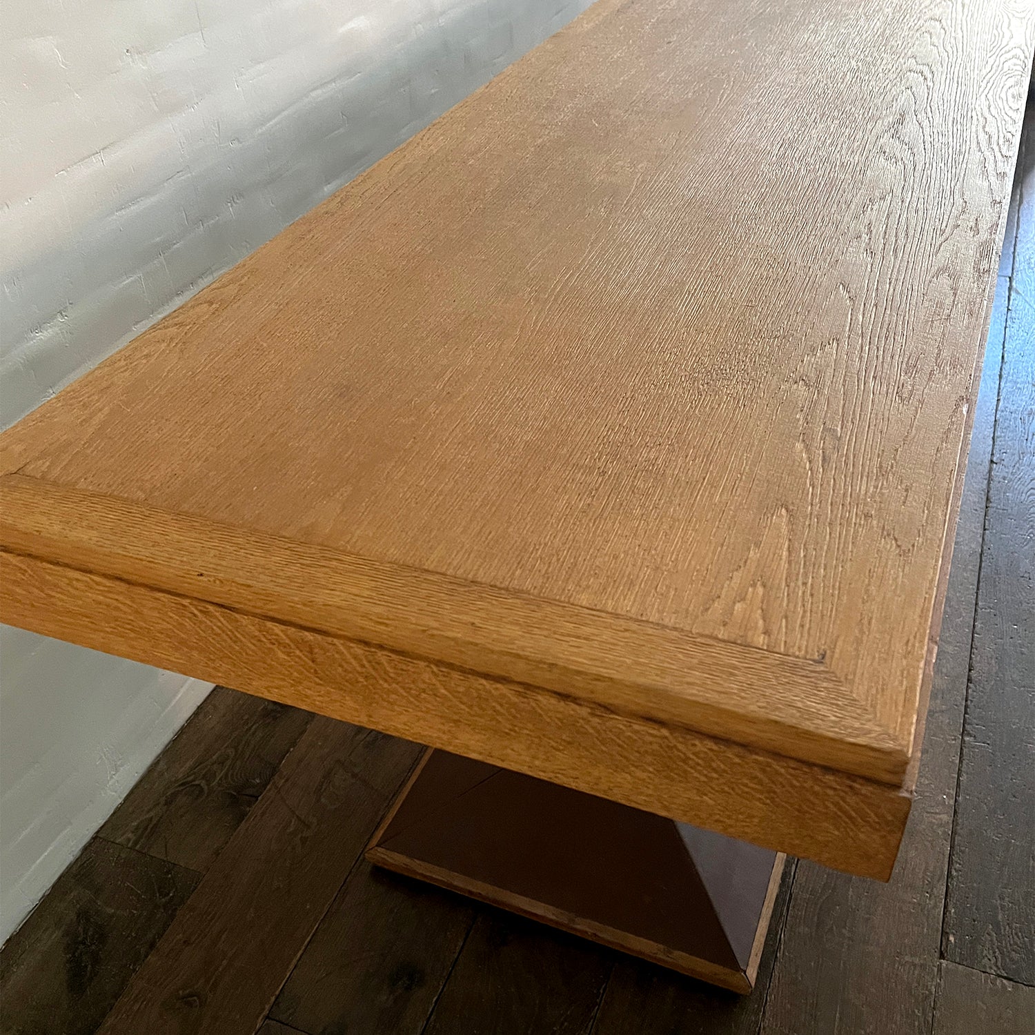 Oak and Leather French Console circa 1940's - Image 8