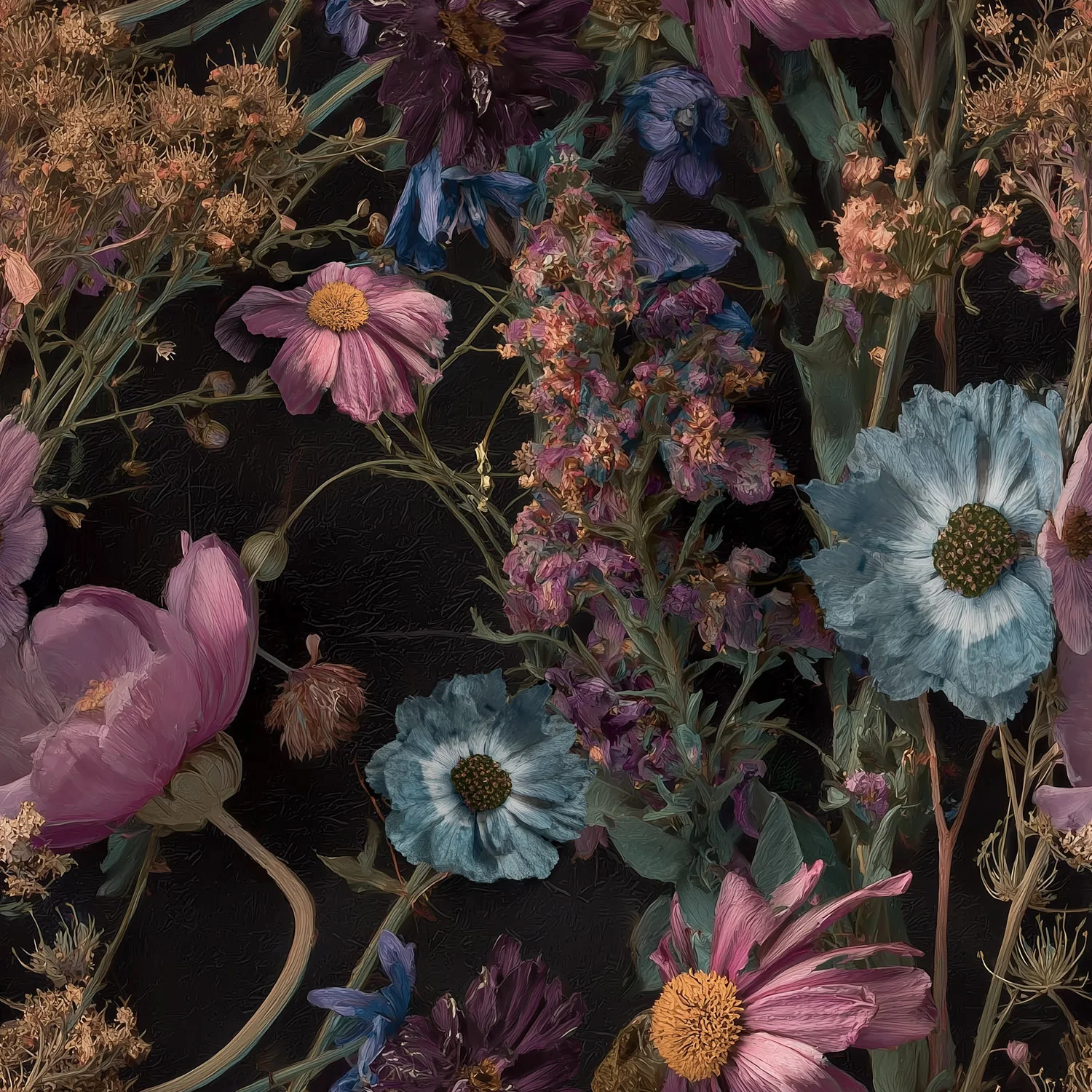 Midnight Meadow Botanical Wallpaper - Image 2