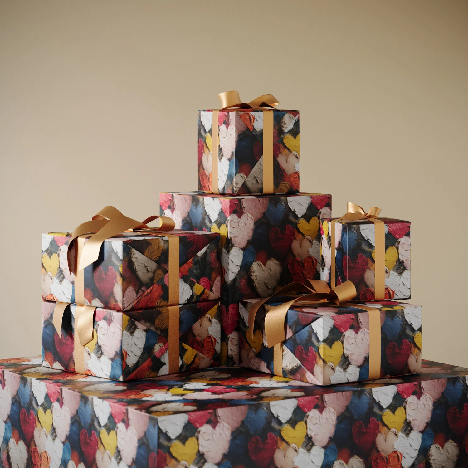 Painterly Hearts Gift Wrapping Paper - Image 2
