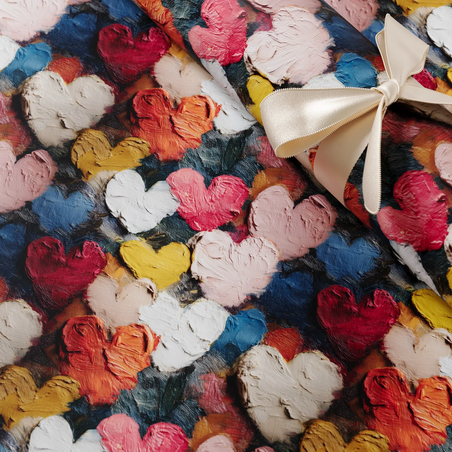 Painterly Hearts Gift Wrapping Paper - Image 3