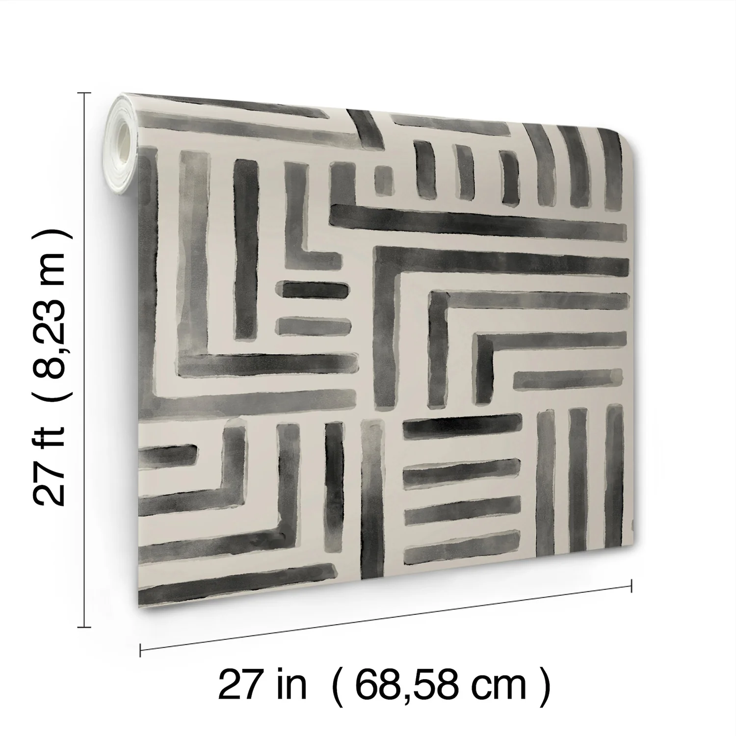 Painterly Labyrinth Charcoal Wallpaper - Image 4