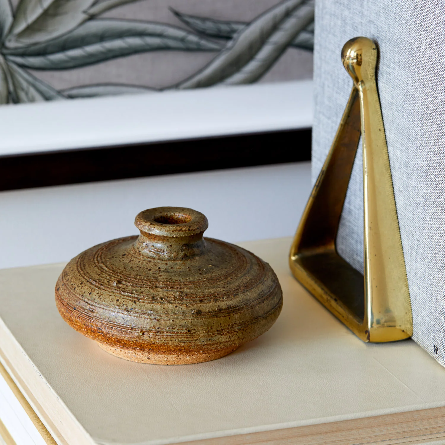 Pair of Solid Brass Midcentury Geometric Bookends - Form and Function - Image 2