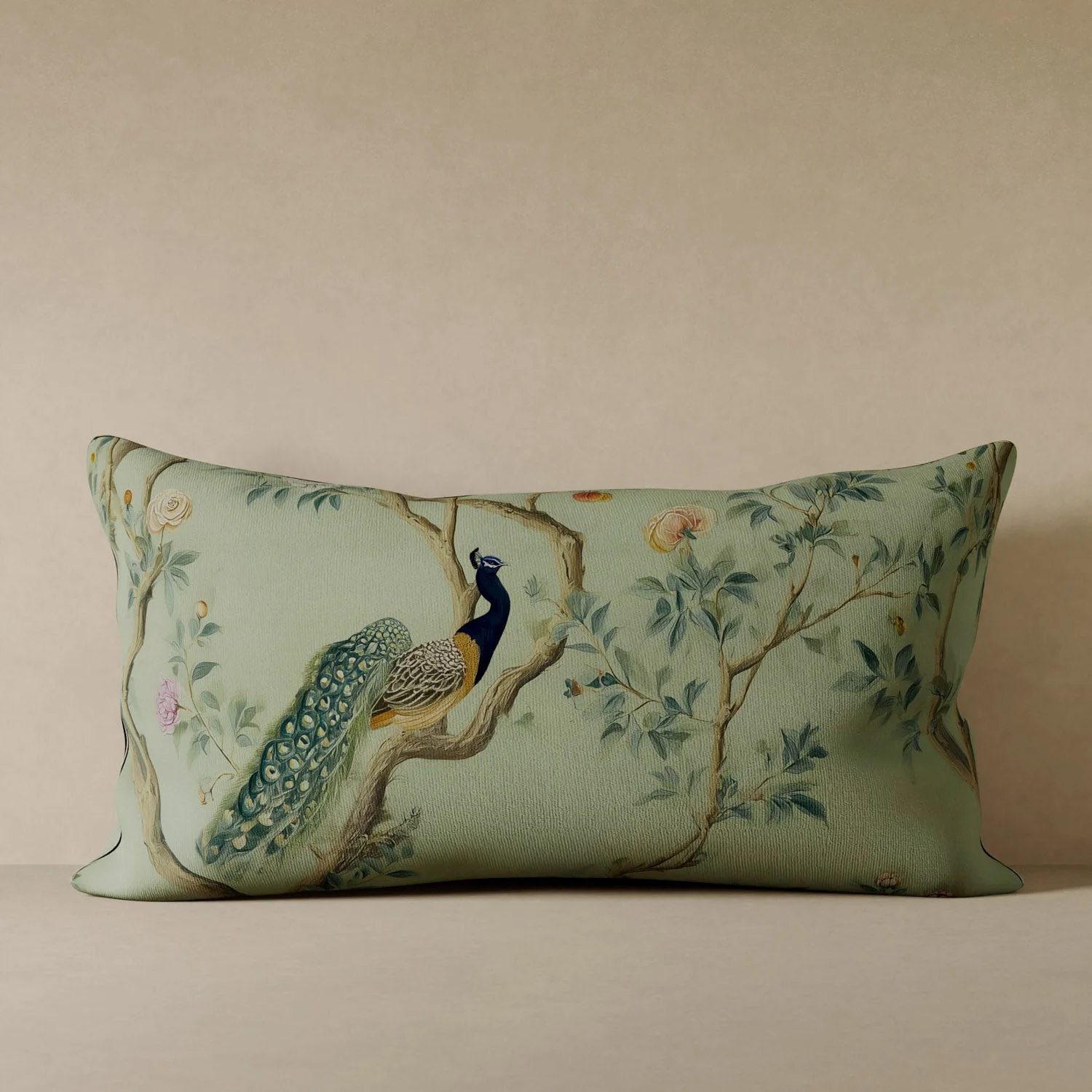 Peacock Plume Velvet Pillow - Image 3