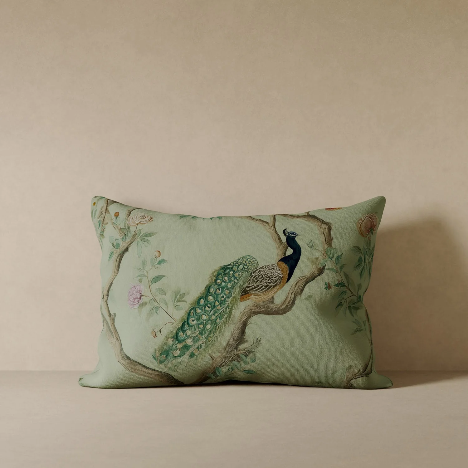 Peacock Plume Velvet Pillow - Image 4