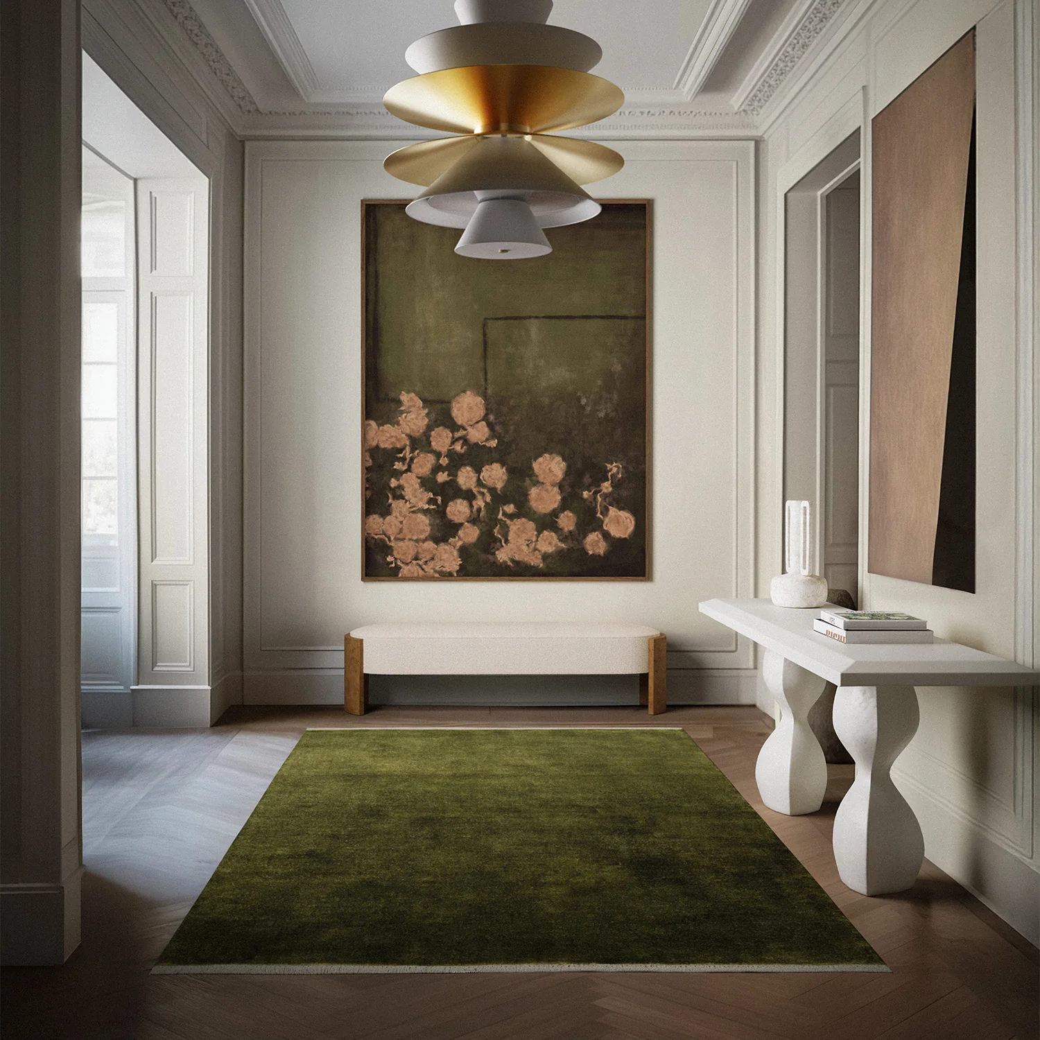 Plume Handmade Wool Rug (Moss Green) - Image 2