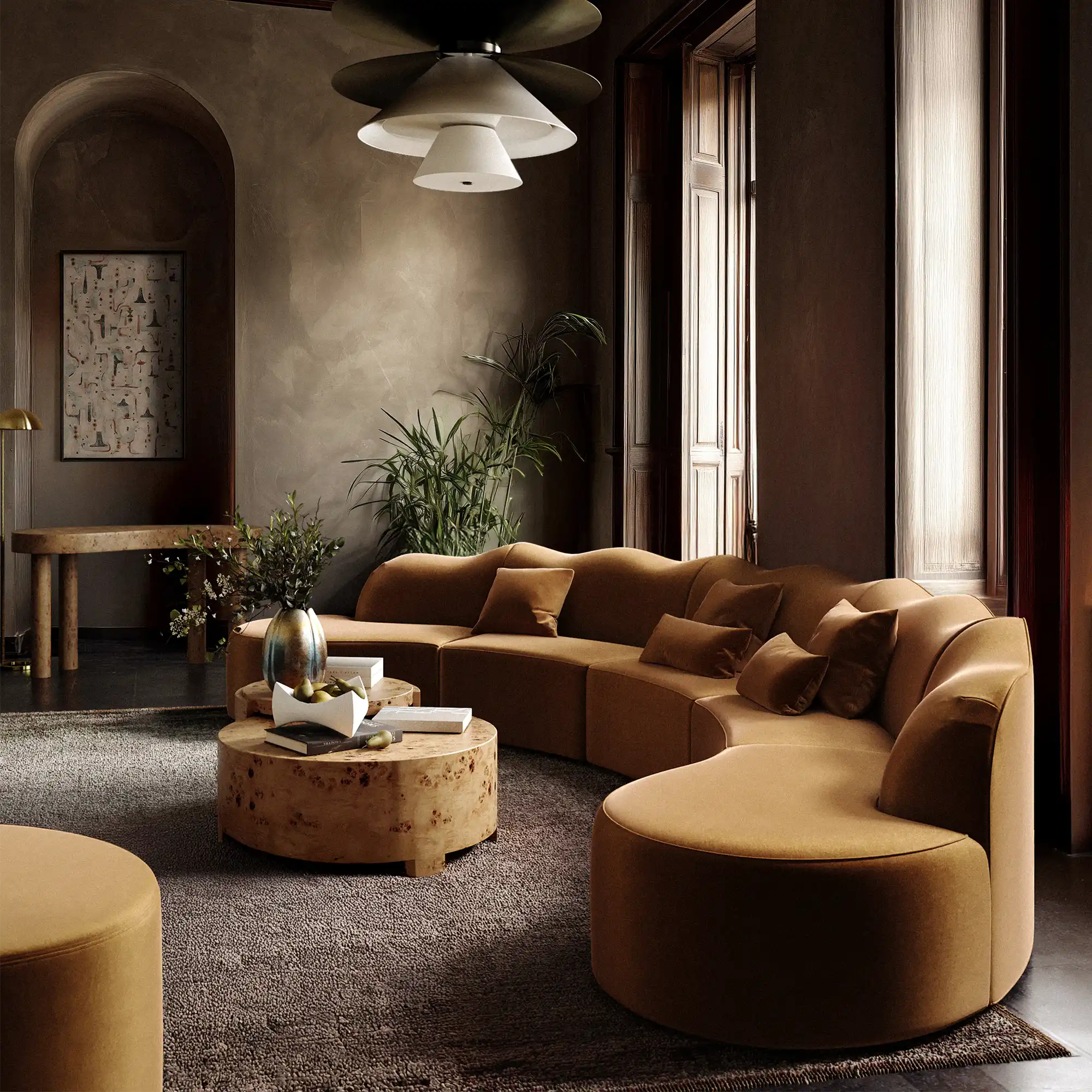 Serpentine Custom Upholstered Sectional Sofa - Image 5