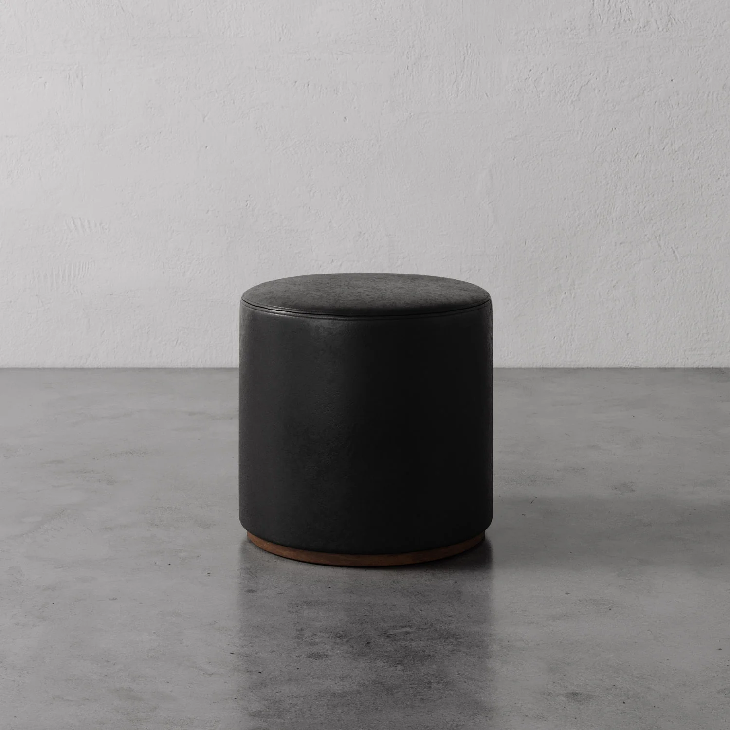 Sophie Leather Round Ottoman - Image 2