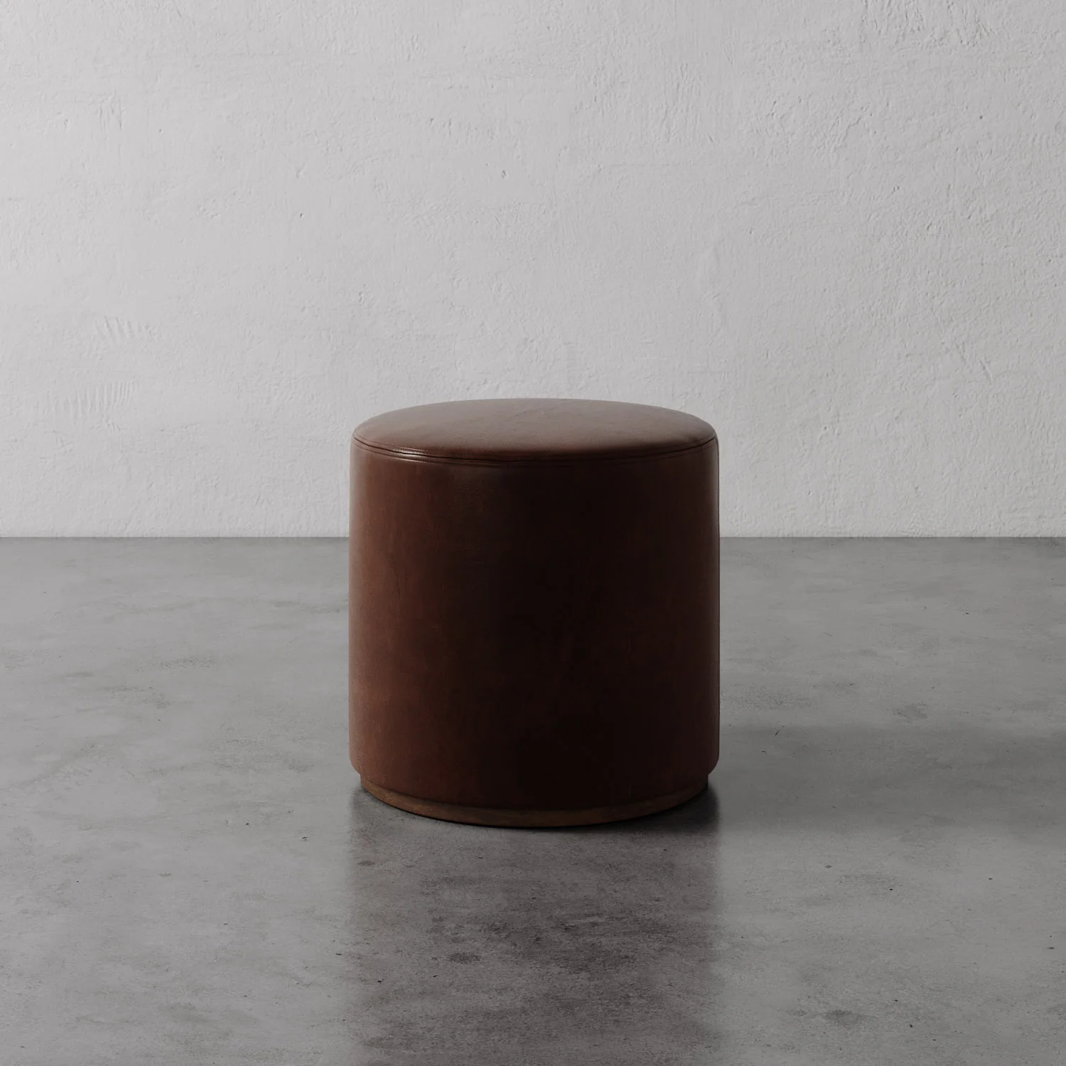 Sophie Leather Round Ottoman - Image 3