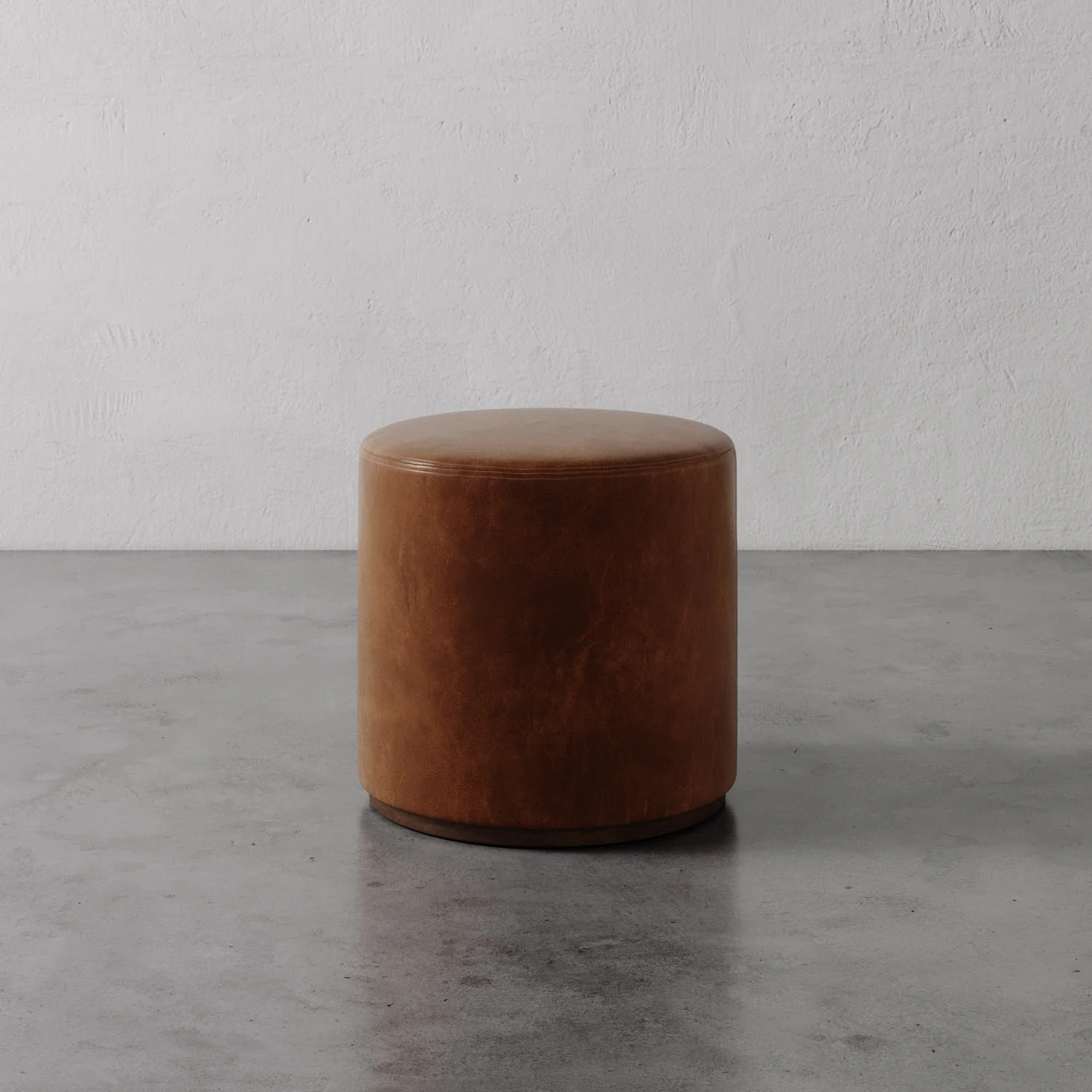 Sophie Leather Round Ottoman - Image 6
