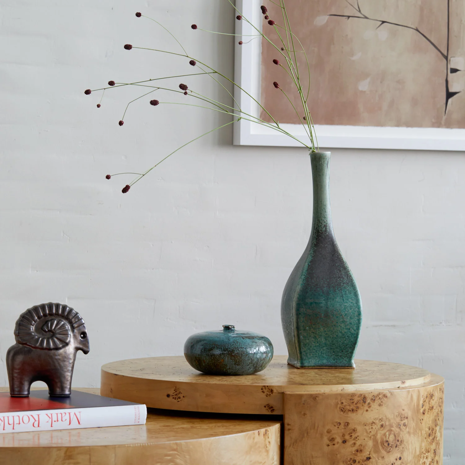 Squat Midcentury Bud Vase in Reactive Glaze - Compact Artistry - Image 2