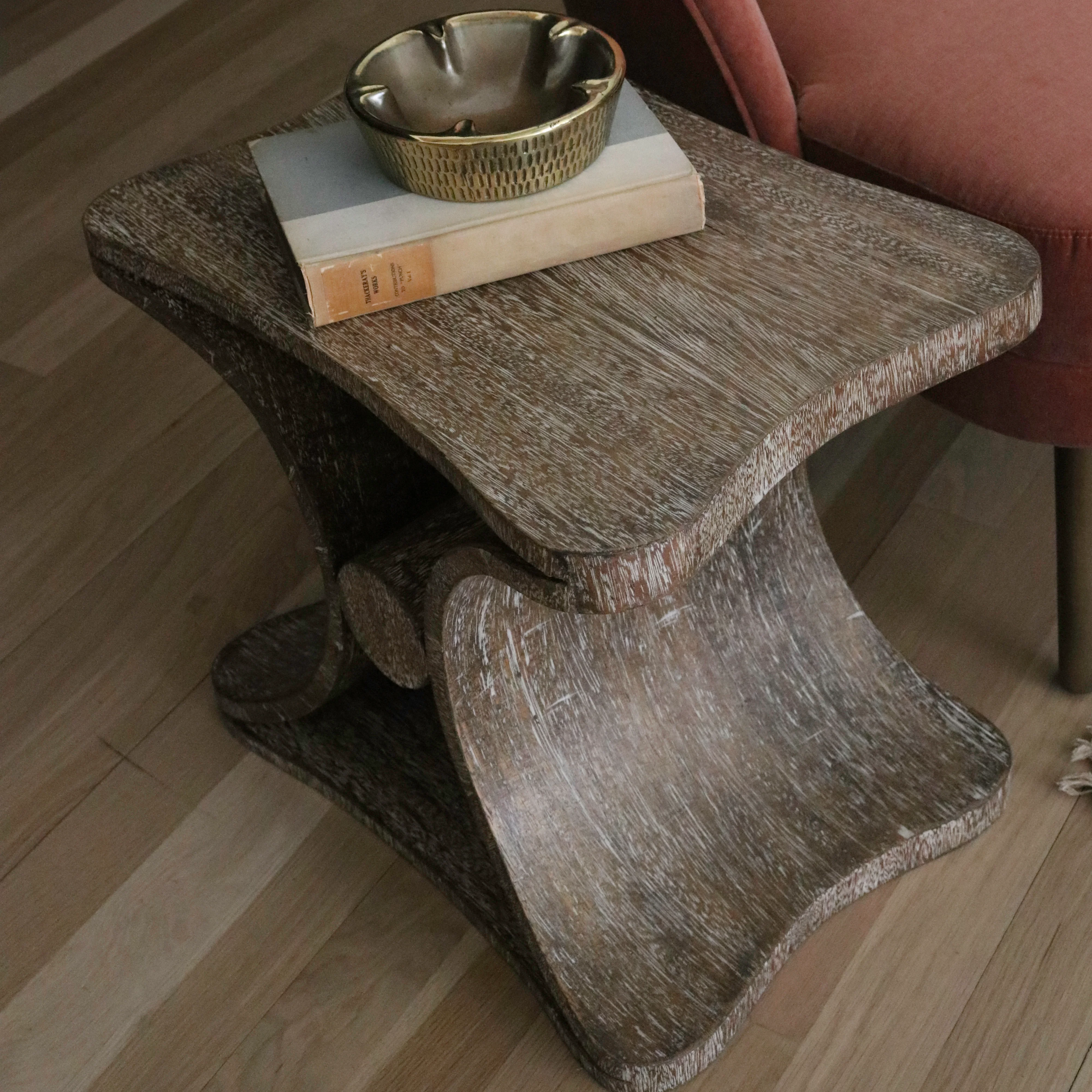 Striking Sculptural 1940's French End Tables With Cerused Oak in the Manner of Jean-Charles Moreux - 2 Available - Image 2