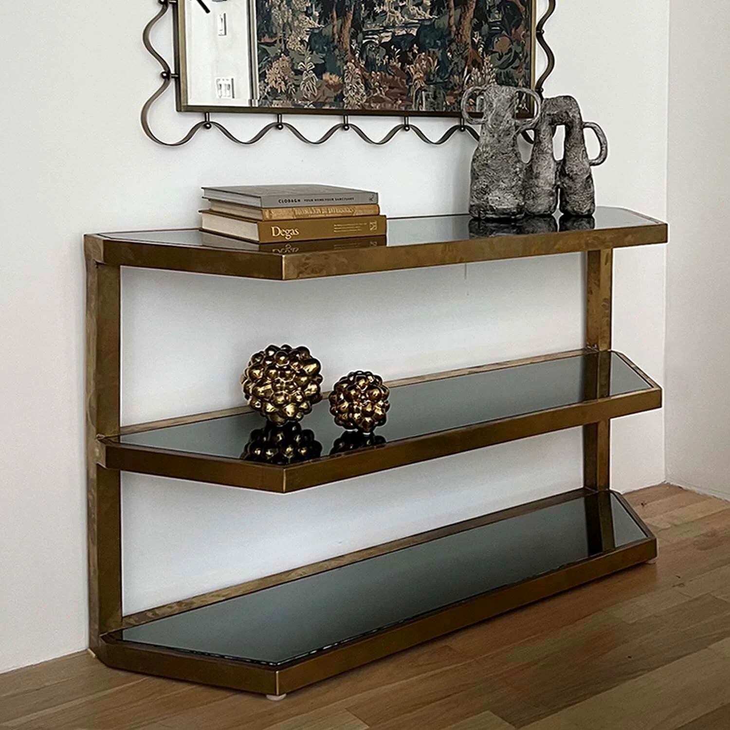 Three-Tier Romeo Rega Brass and Glass Console, c. 1970 - Image 4