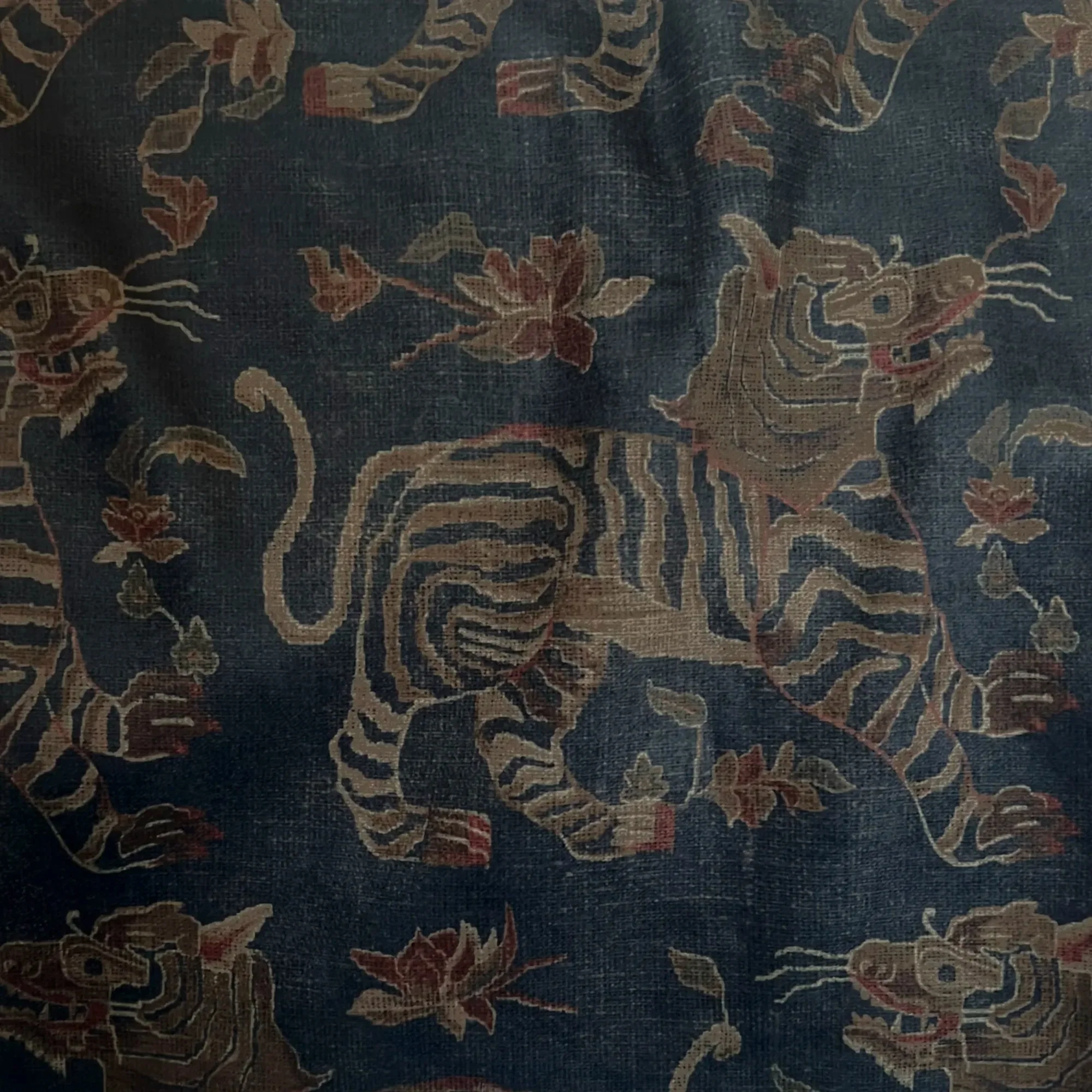 Tiger Velvet Pillow - Indigo - Image 3