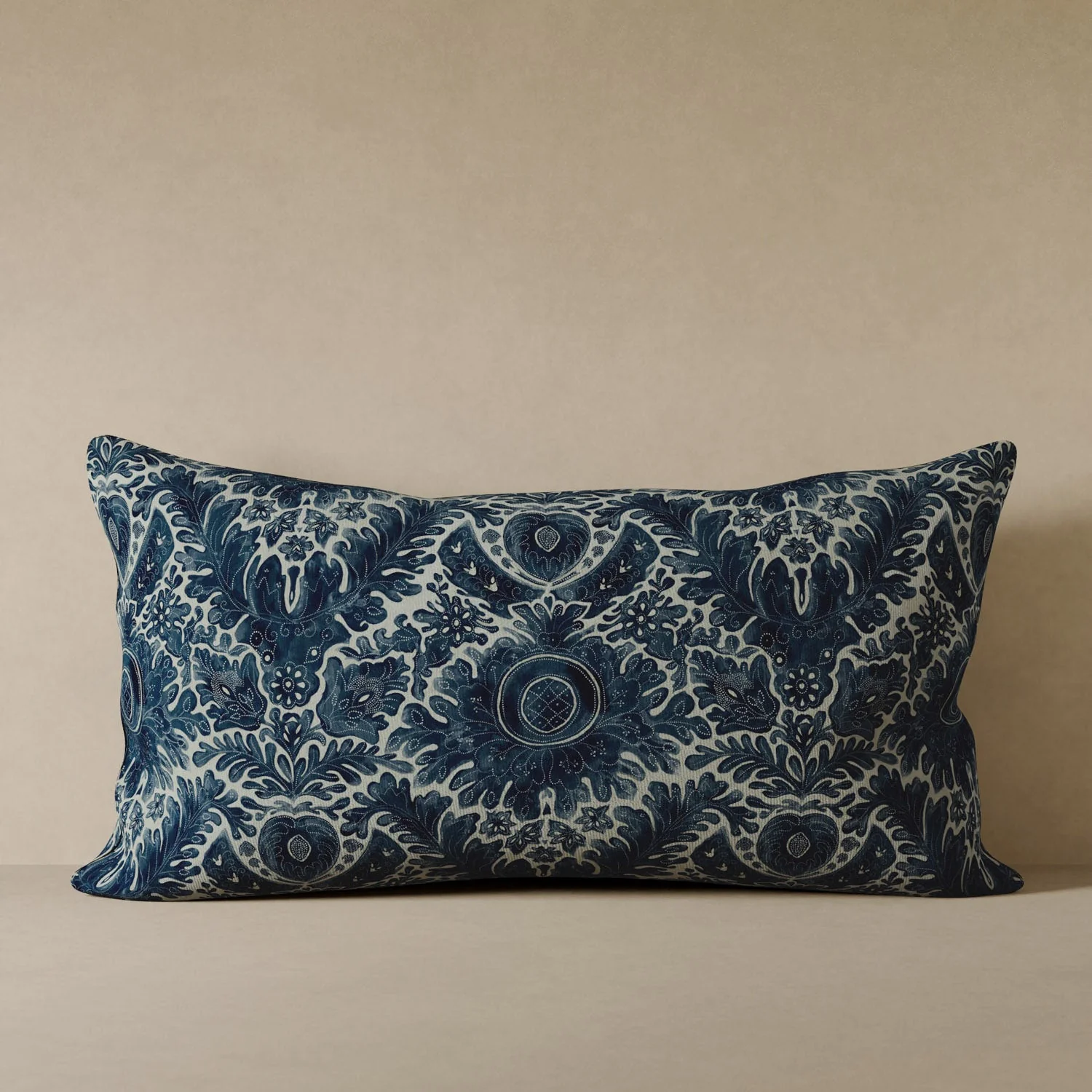 Toile De Rouen Velvet Pillow - Indigo - Image 3