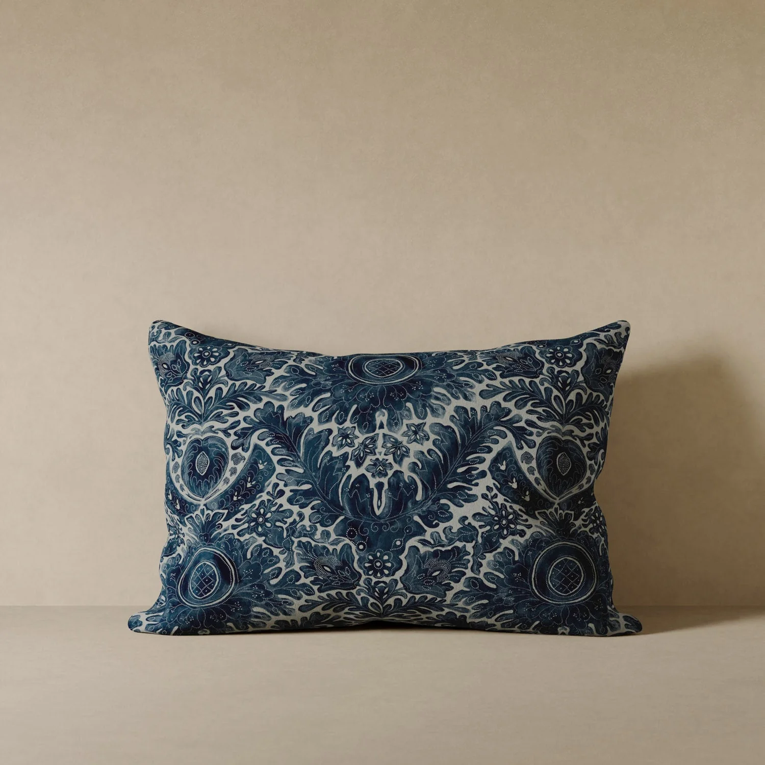 Toile De Rouen Velvet Pillow - Indigo - Image 4