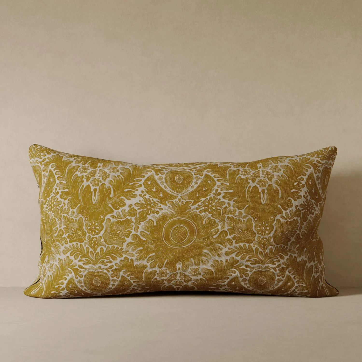 Toile De Rouen Velvet Pillow - Saffron - Image 4