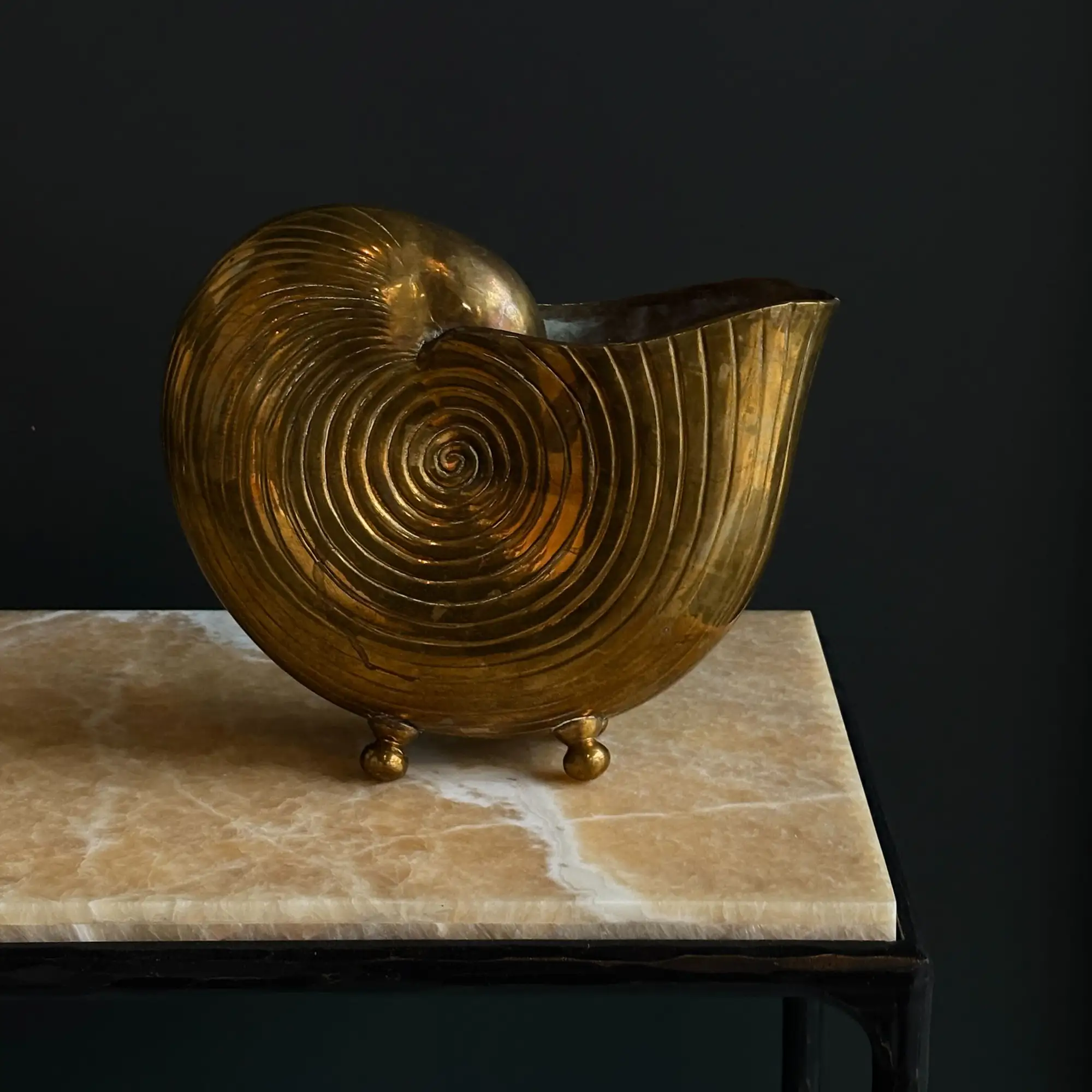 Vintage brass nautilus shell footed vase - Image 2