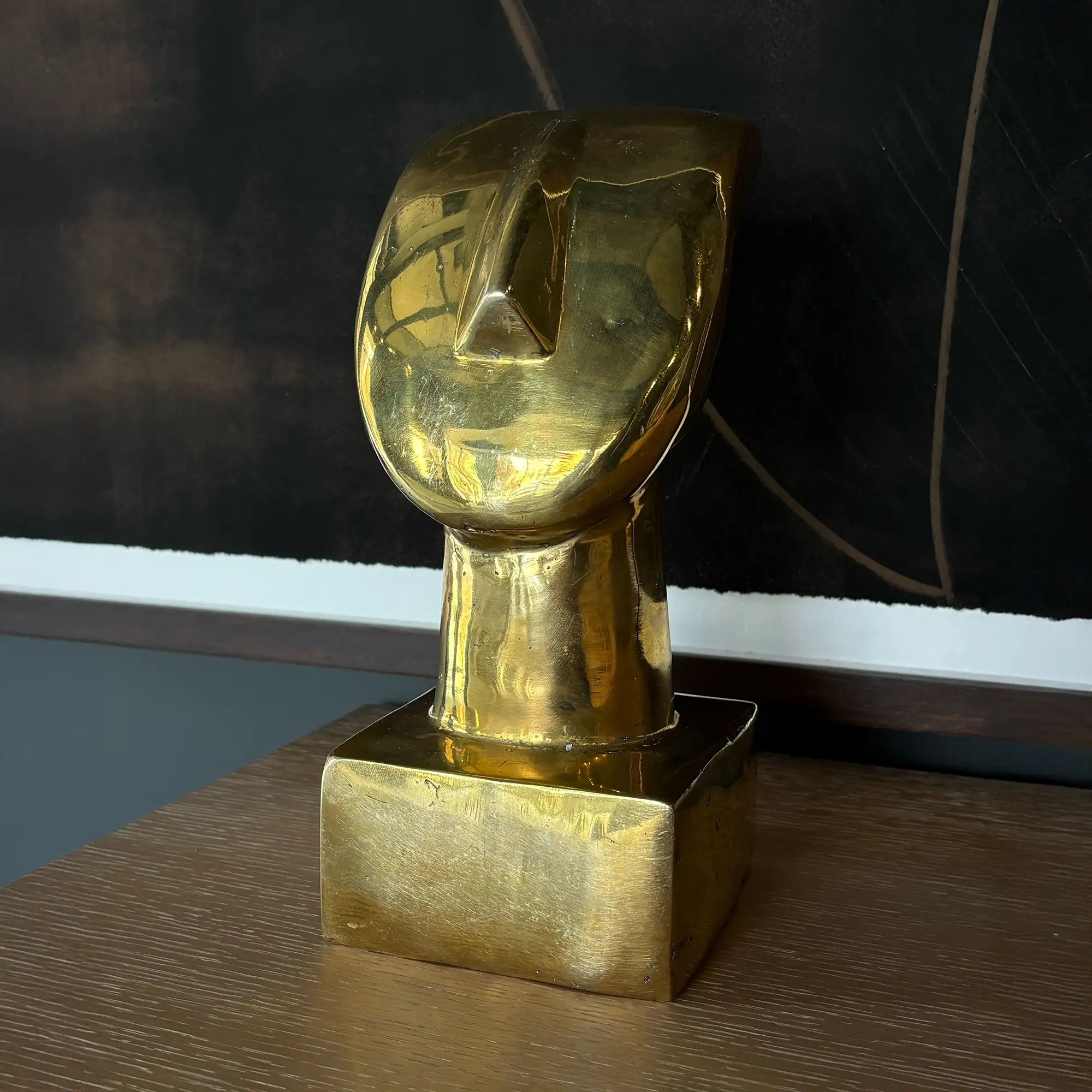 Vintage Art Deco era Abstract Brass bust Sculpture - Image 2