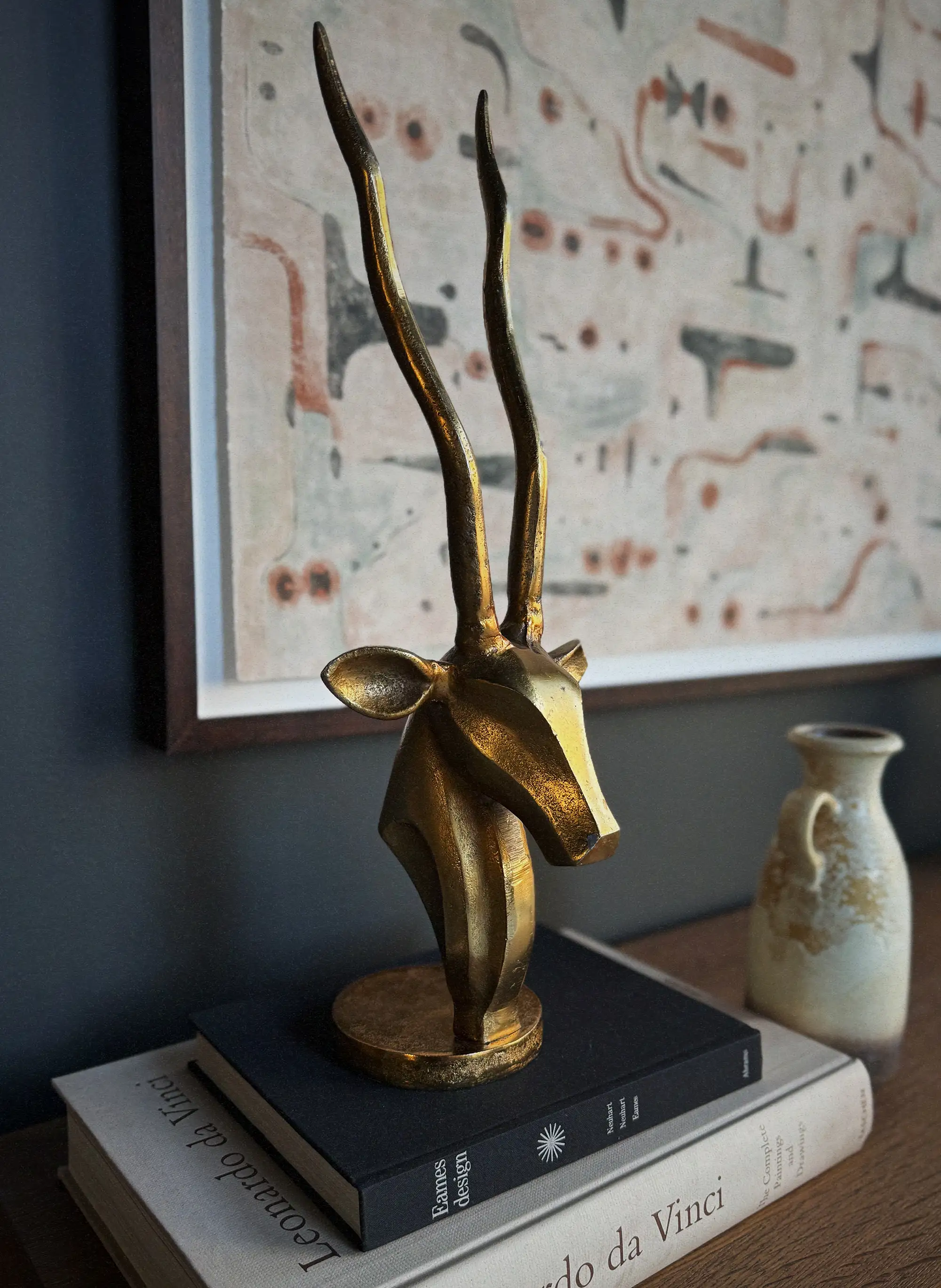 Vintage brass Antelope bust, Midcentury Modern - Image 2