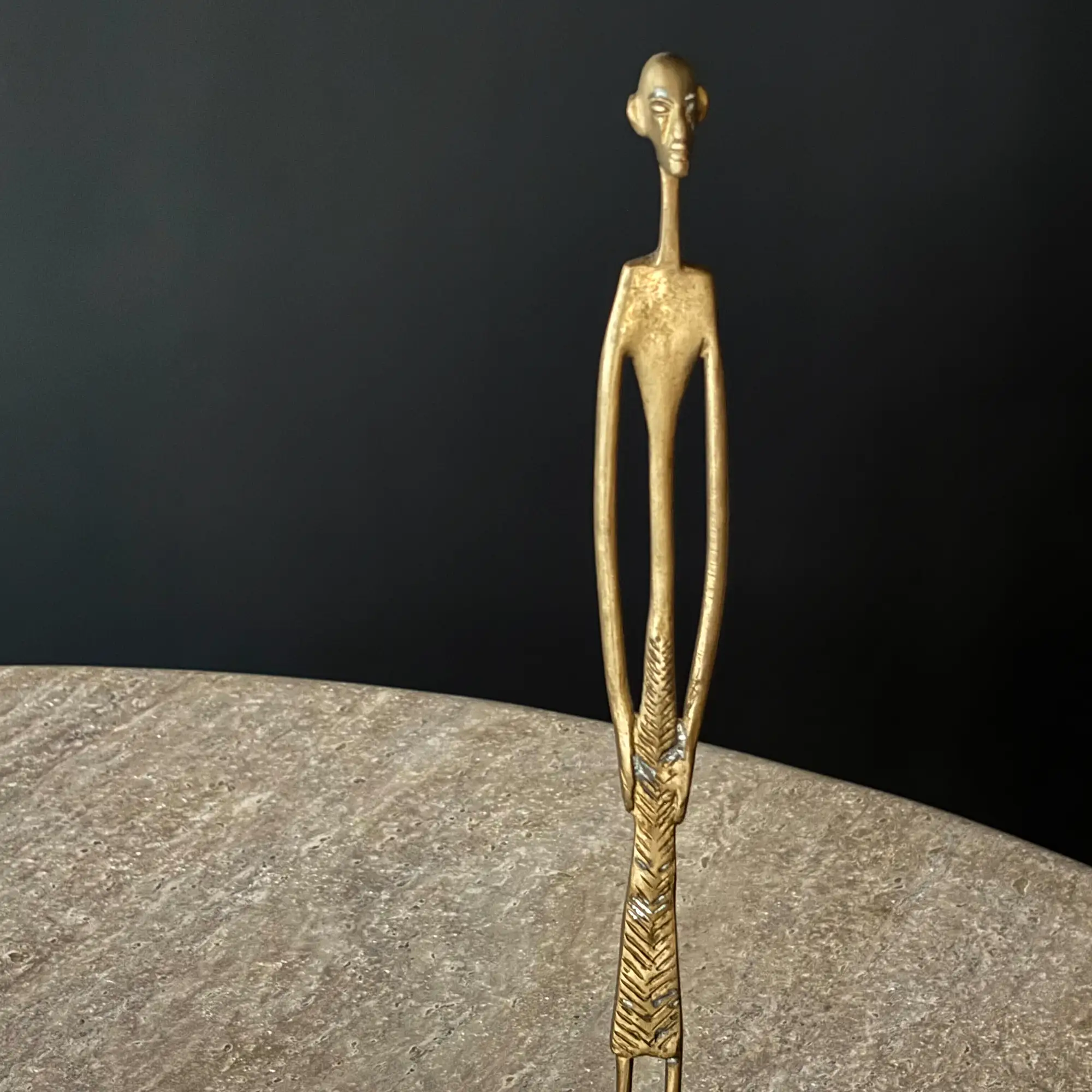 Vintage Brass Elongated African Figure - Mid Century Modern Sculpture - Image 4