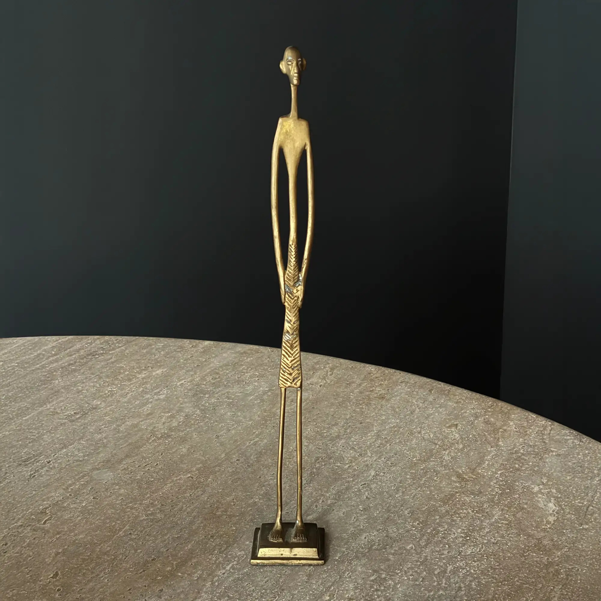 Vintage Brass Elongated African Figure - Mid Century Modern Sculpture - Image 5
